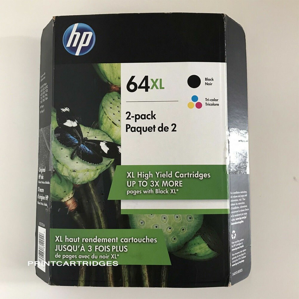 Genuine HP 64XL Tri-color and Black Combo Ink Cartridges – 2 PACK