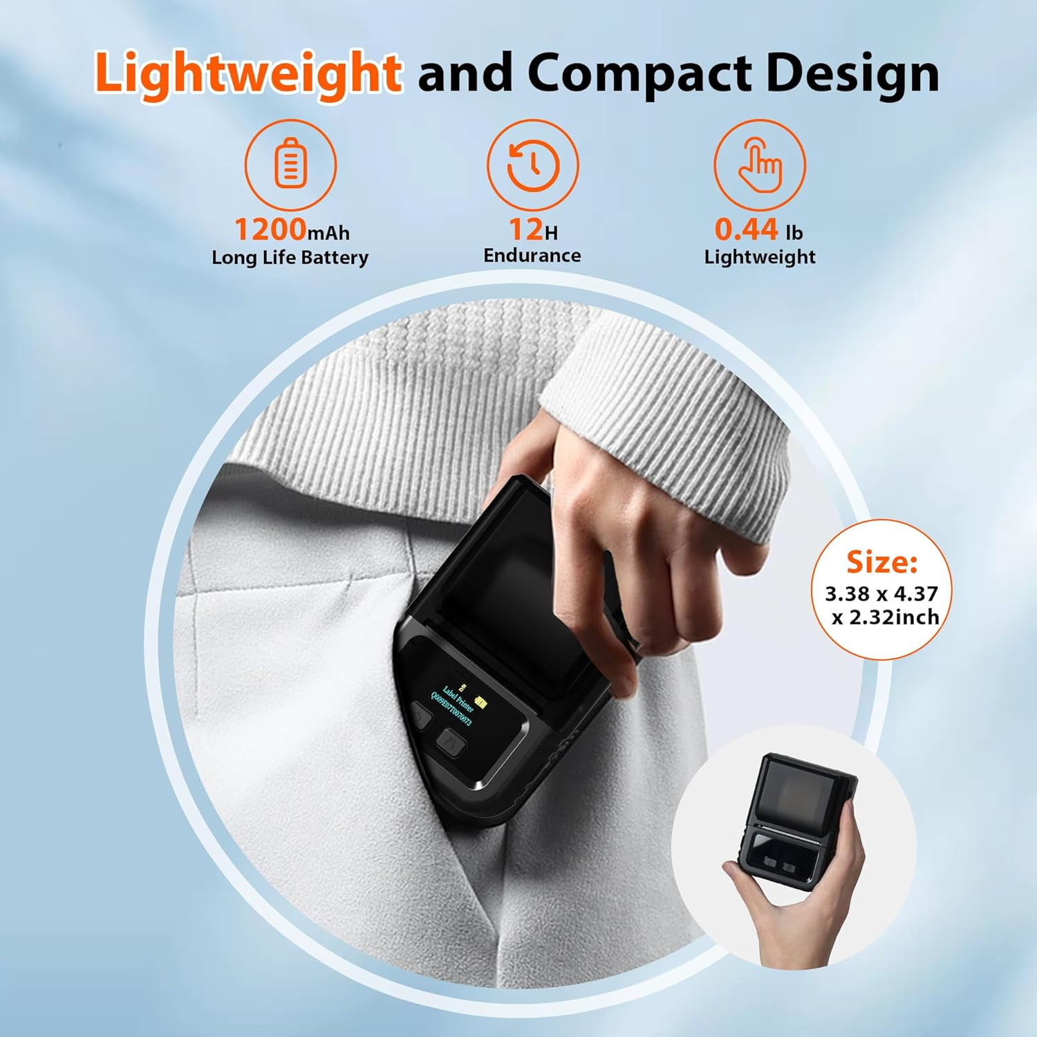 M120 Label Maker, 2 Inch Barcode Printer, Portable Thermal Label Maker for Small