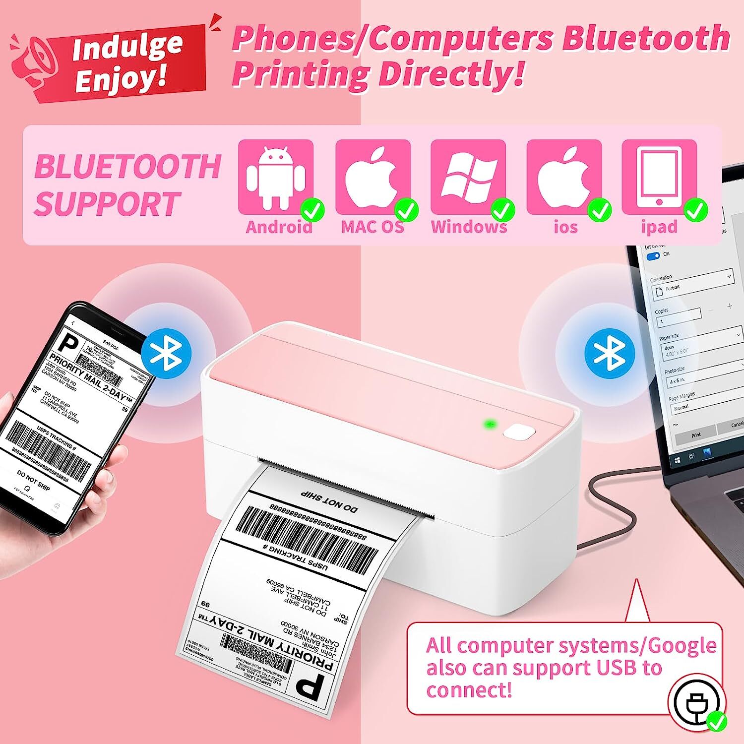 Bluetooth Shipping Label Printer for Shipping Packages Label Maker UPS USPS LOT