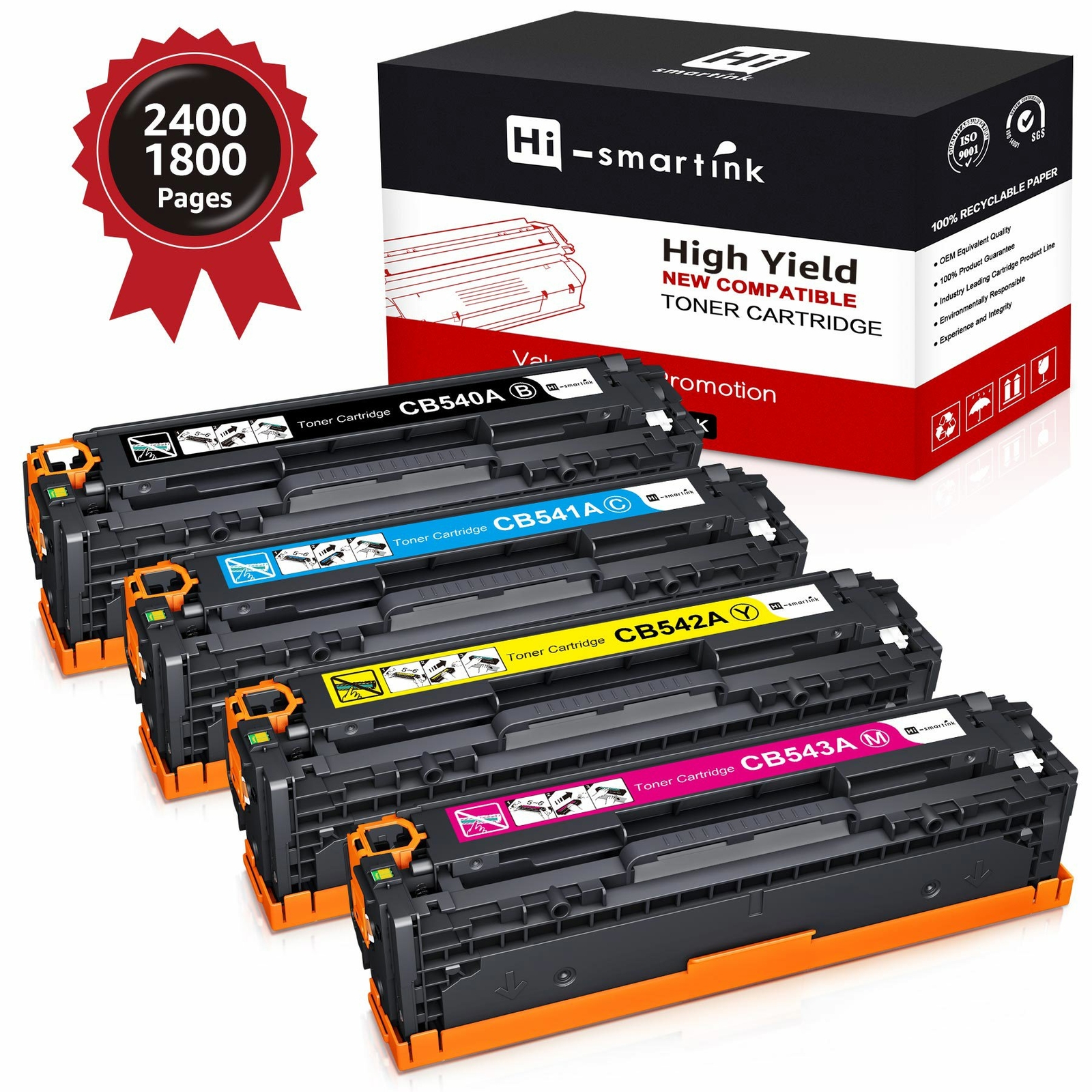 4PK High Yield CB540A Toner Cartridge for HP LaserJet CM1312nfi CP1215 CP1518ni