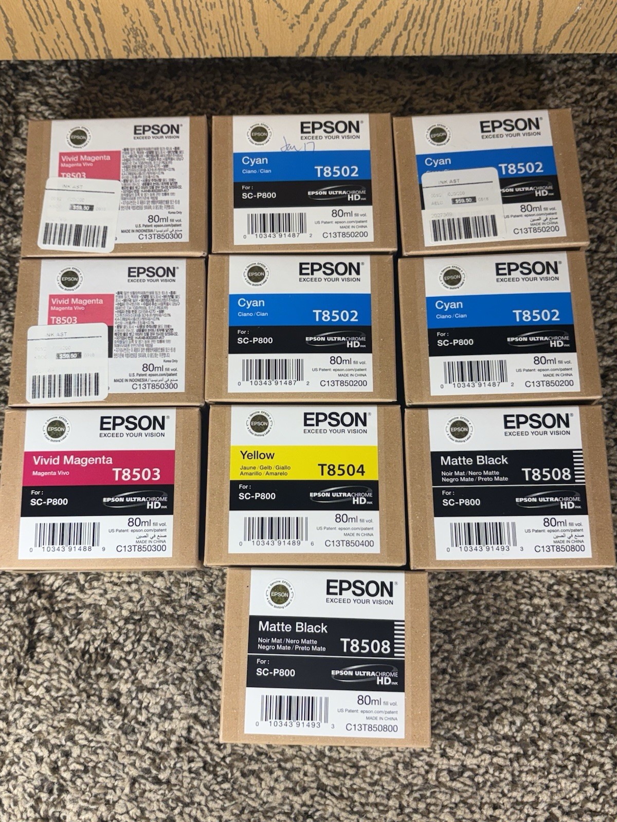2016/2021 NEW 10 SET GENUINE EPSON SC-P800 HD INKS 80ml 8502/8503/8504/8508