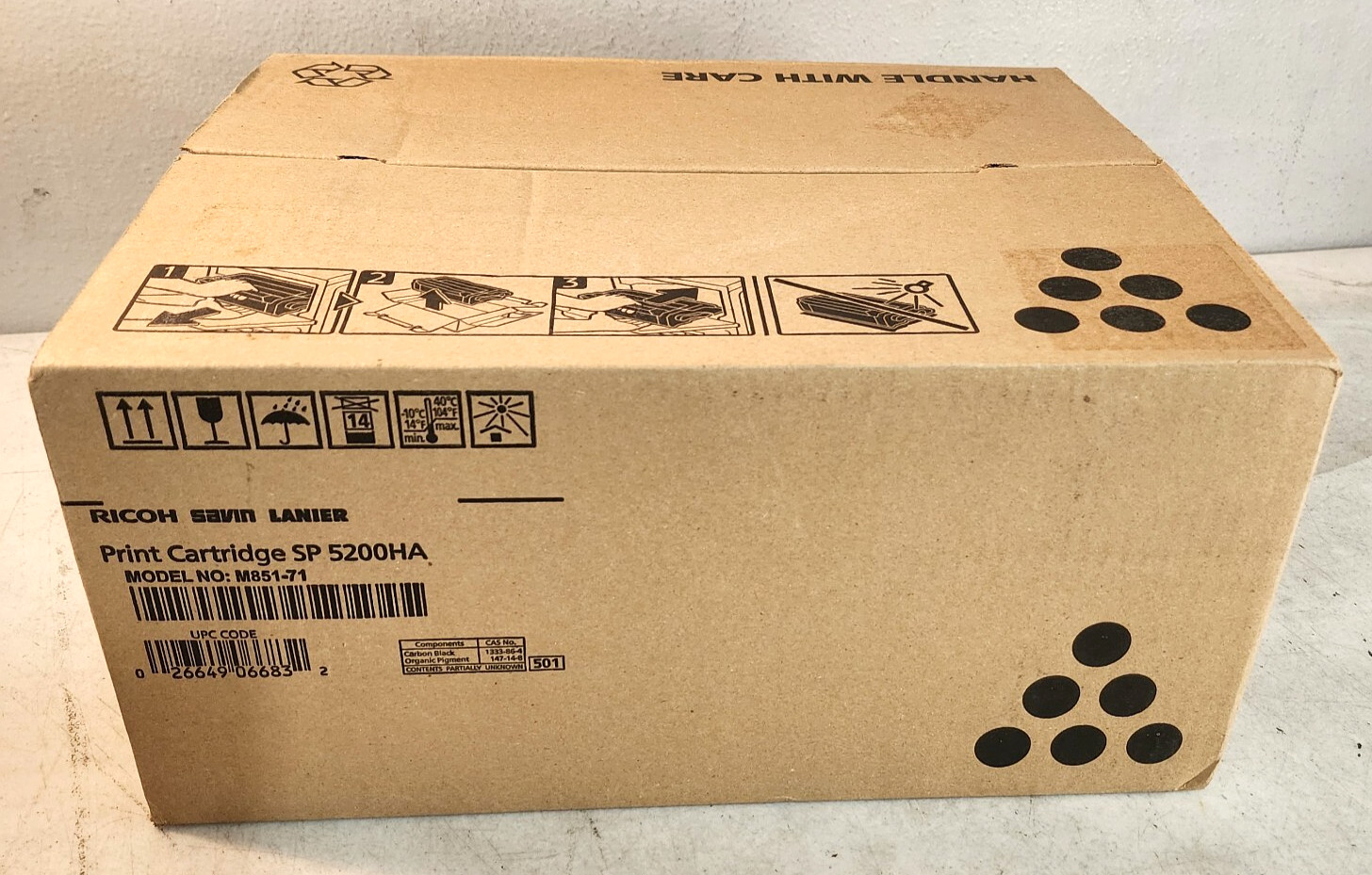 Ricoh 406683 Black Toner Cartridge SP 5200HA M851-71 Genuine New Sealed Box