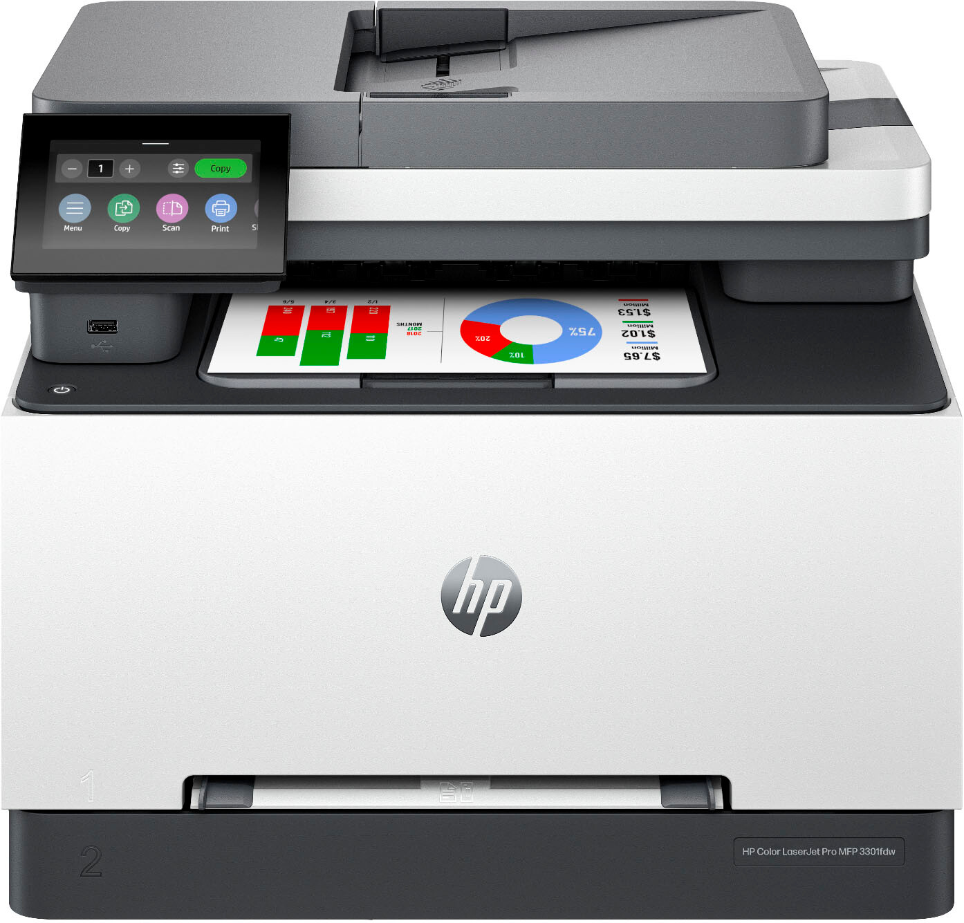 HP – LaserJet Pro MFP 3301fdw Wireless Color All-in-One Laser Printer – White…