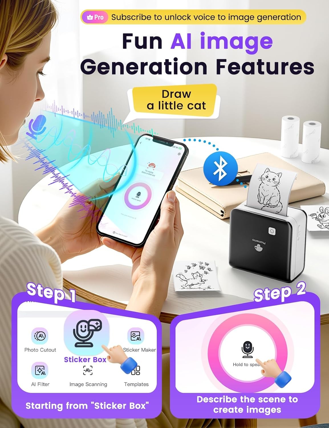 Phomemo M02PRO Bluetooth Wireless Pocket Thermal Photo Printer 300dpi