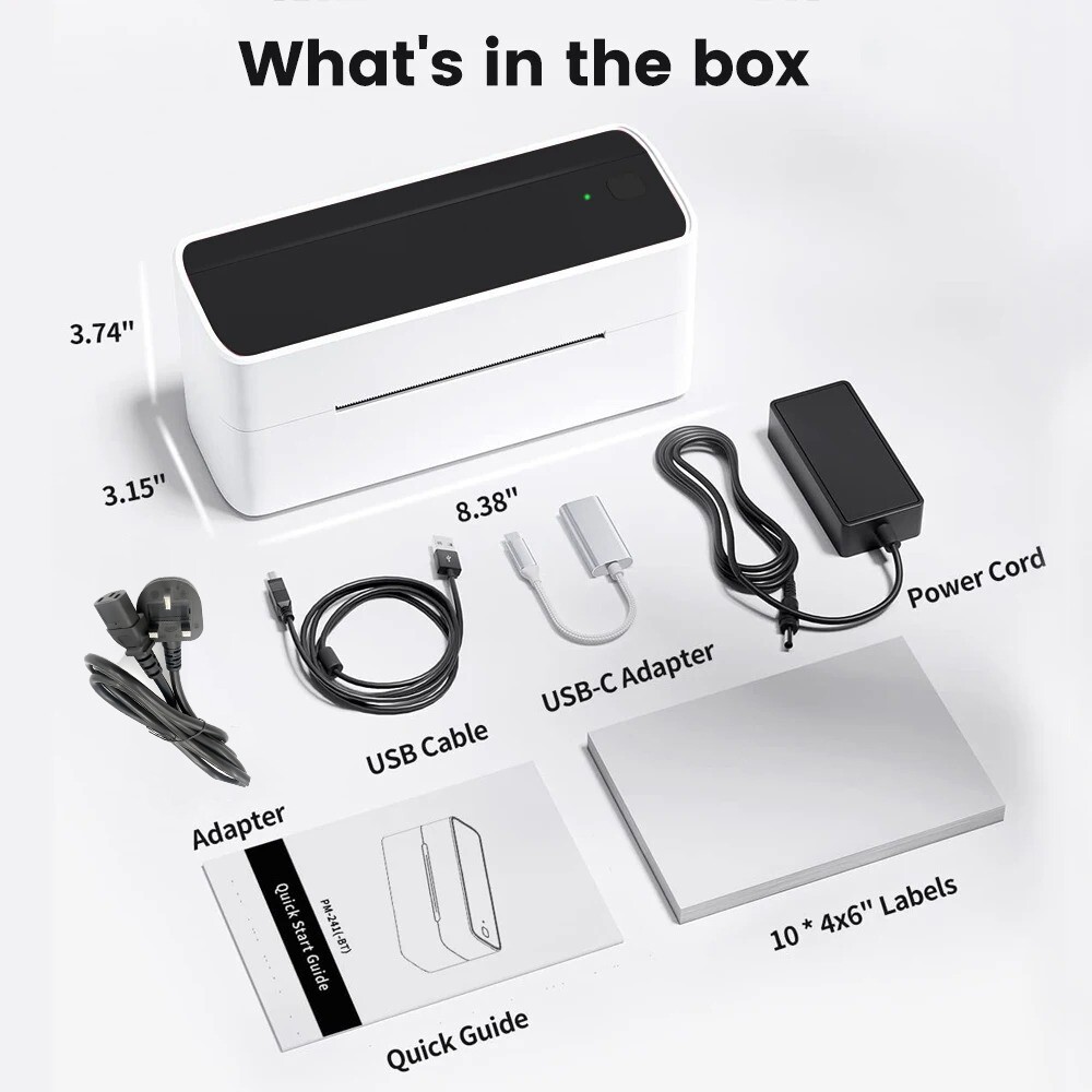Bluetooth Shipping Label Printer or 4×6 Thermal Paper for Small Business Lot