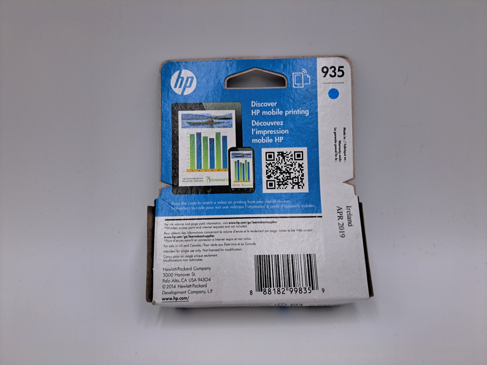 HP 935 Cyan Ink OfficeJet Printer Exp 4/2019