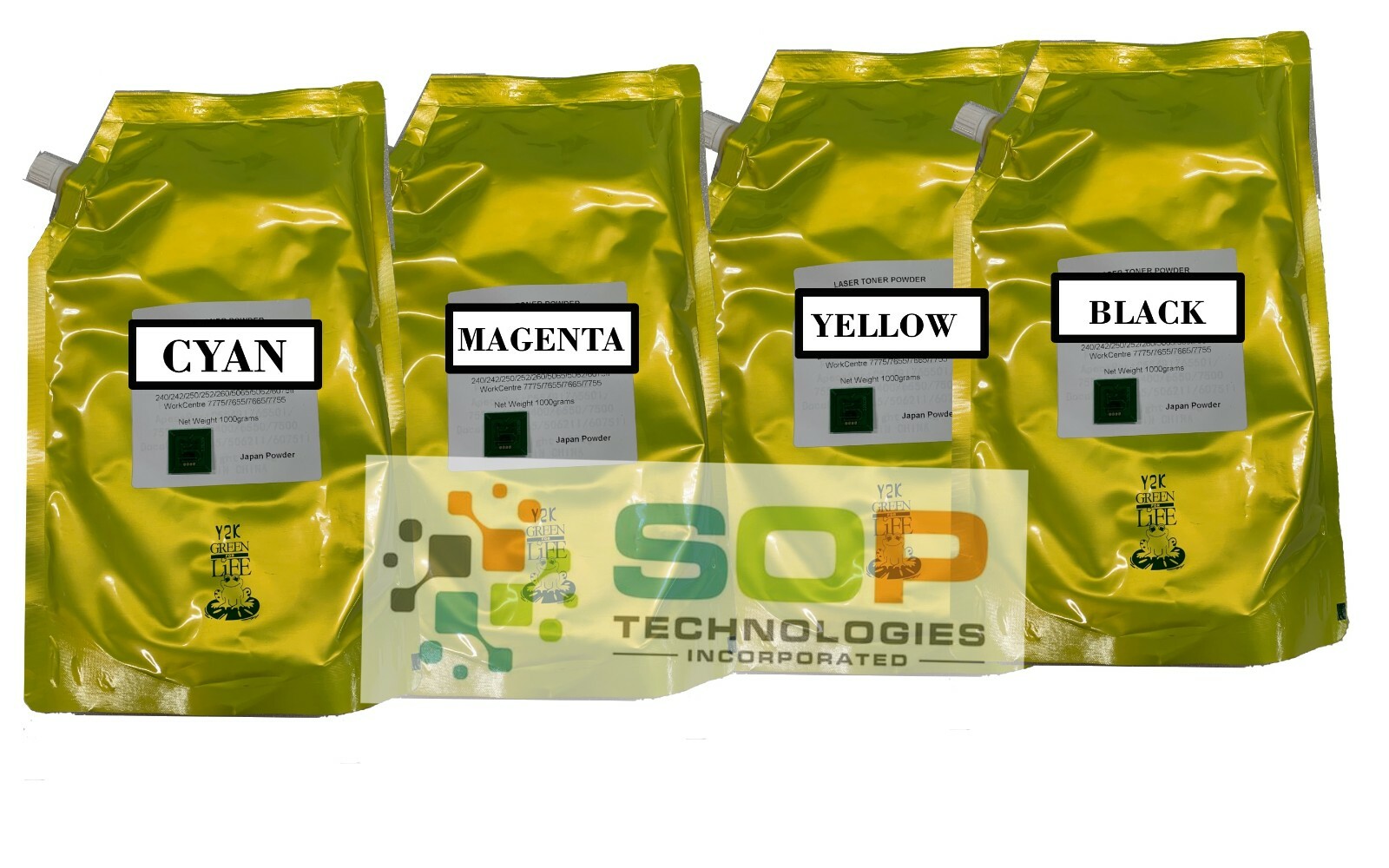 For Xerox DC240, 242, 250, 252, 260 TONER POWDER, Refill+Chip 4KG total CMYK