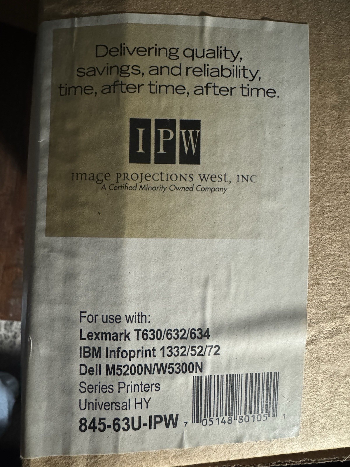 IPW TONER BLACK LEXMARK T630/632/634 DELL M5200N/W5300N IBM 1332
