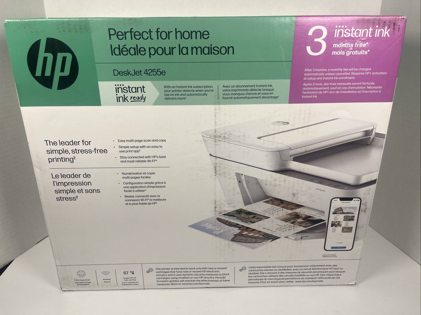 HP DeskJet 4255e Wireless All-in-One Color Printer Scanner Copier New