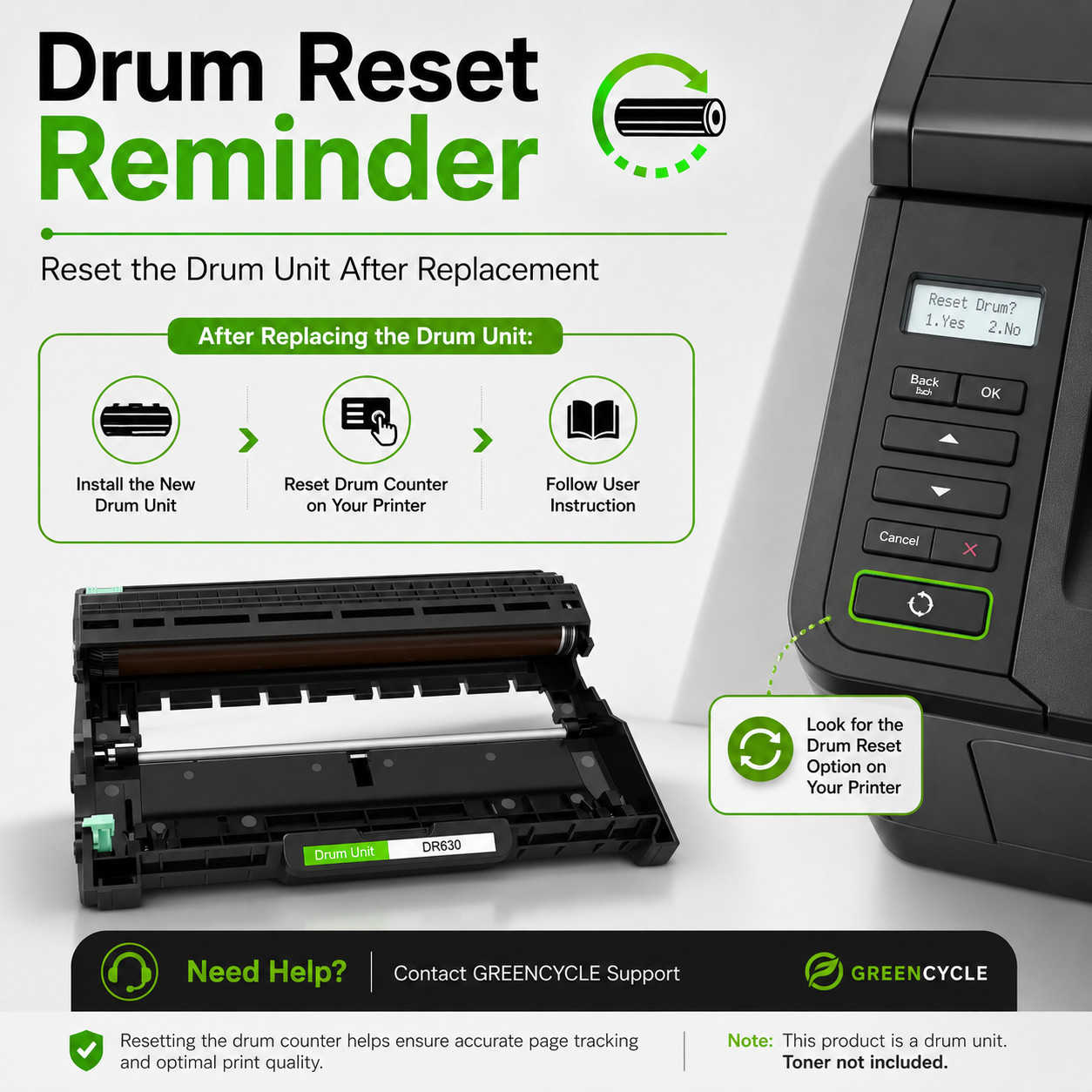 2PK DR630 Drum Unit Compatible Brother HL-L2320D HL-L2340DW HL-L2360DW Black