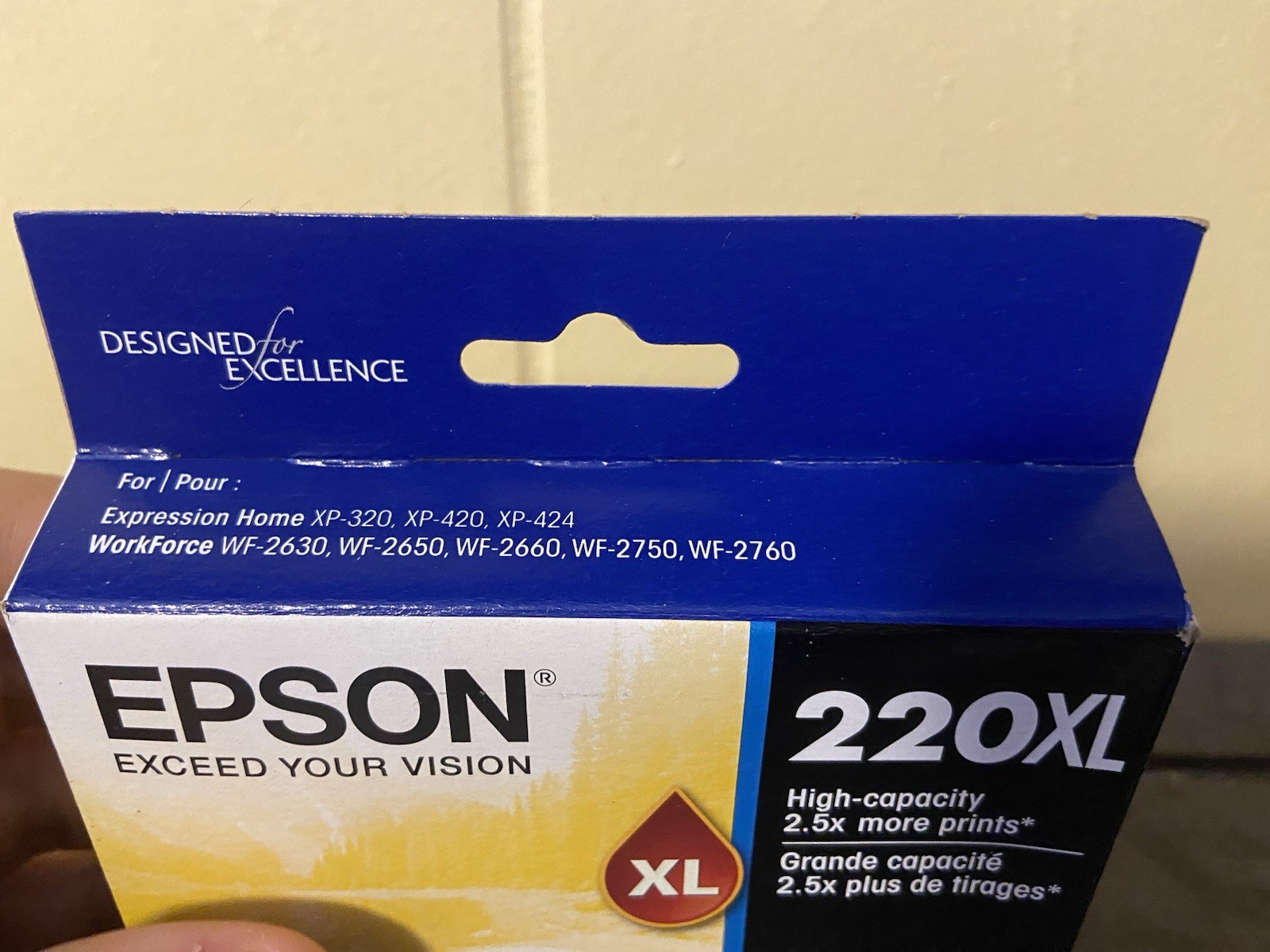 Epson 220XL Yellow High Capacity Cartridge Ink Genuine OEM Exp. 2026-2027
