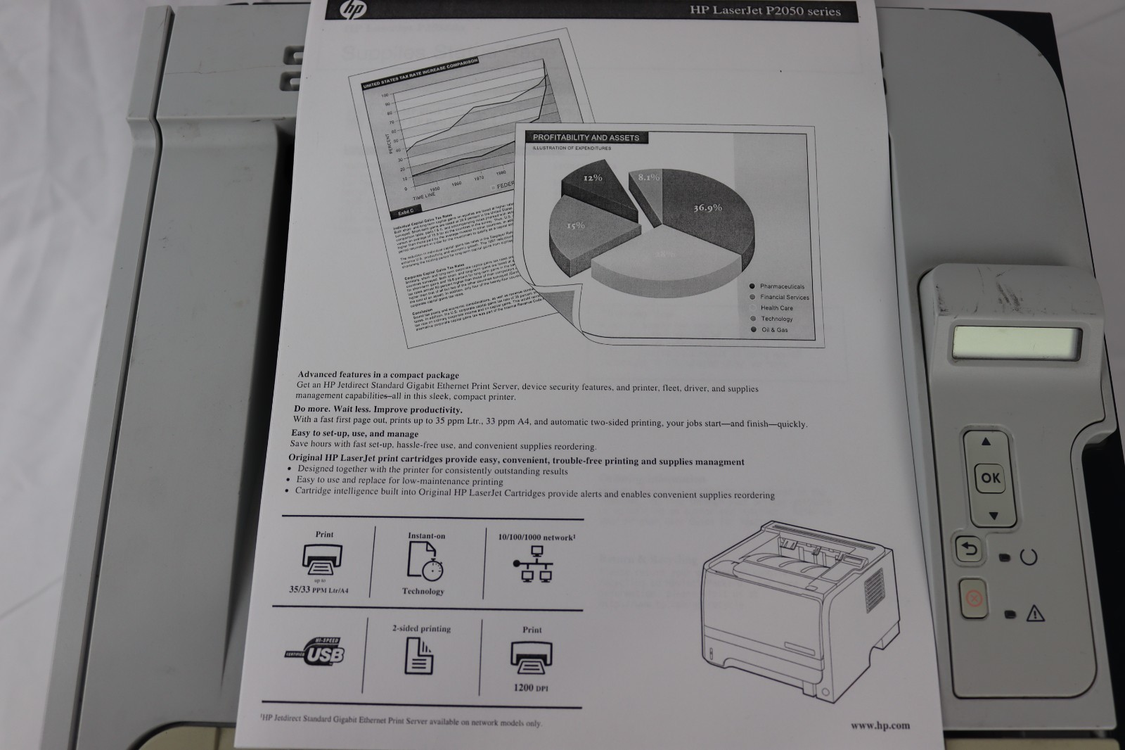 HP LaserJet P2055DN Monochrome Laser Printer (CE459A) 133,929 Pages Tested Used