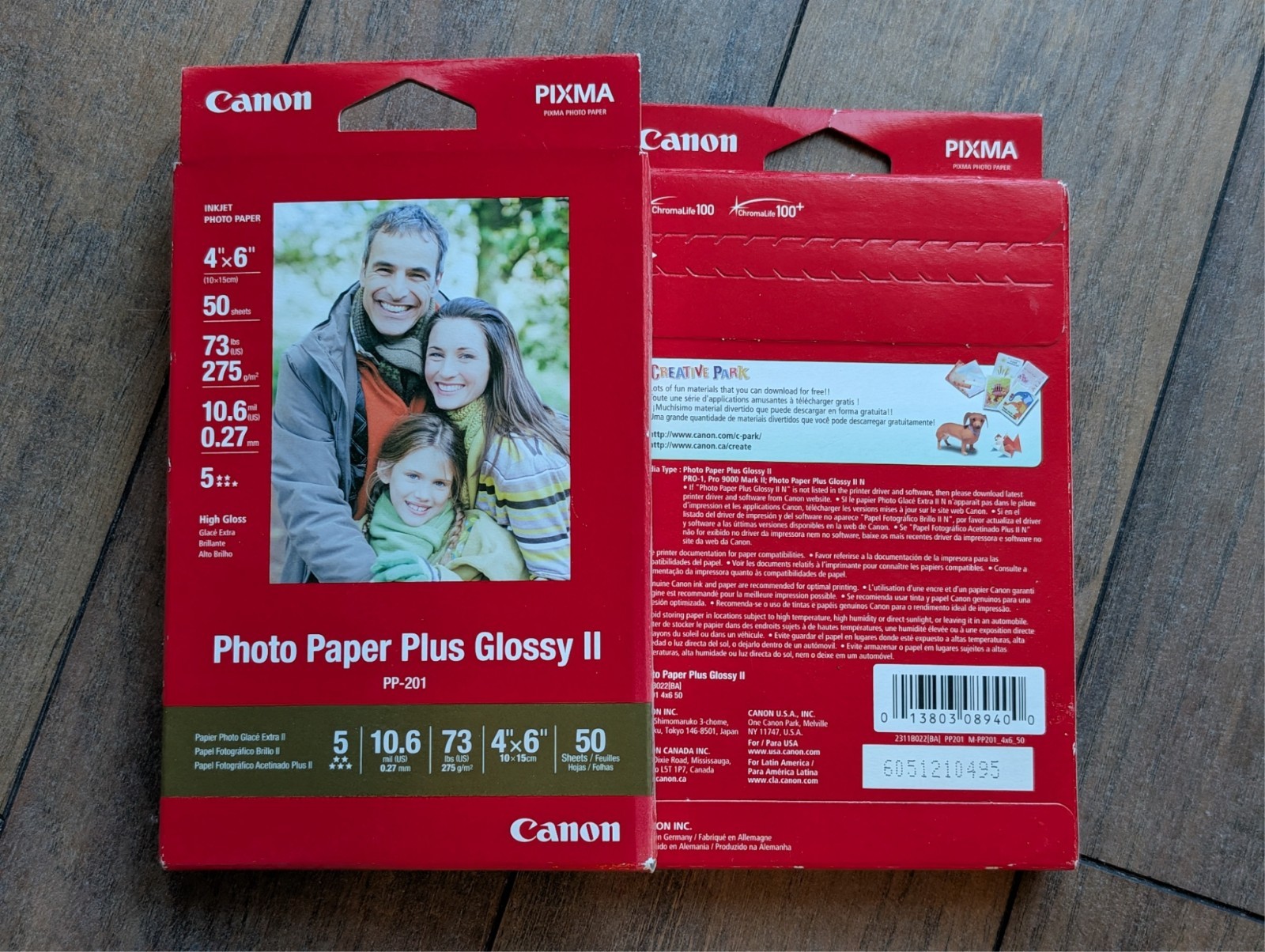 LOT of 2 Canon Pixma Photo Paper Plus Glossy II PP-201 4×6 inch 50 Sheets