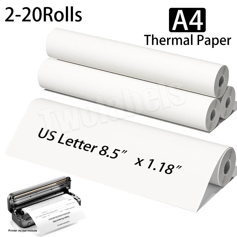 4 Rolls A4 Thermal Printer Paper 8.5×11″ for M08F M832 M834 Portable Printer US