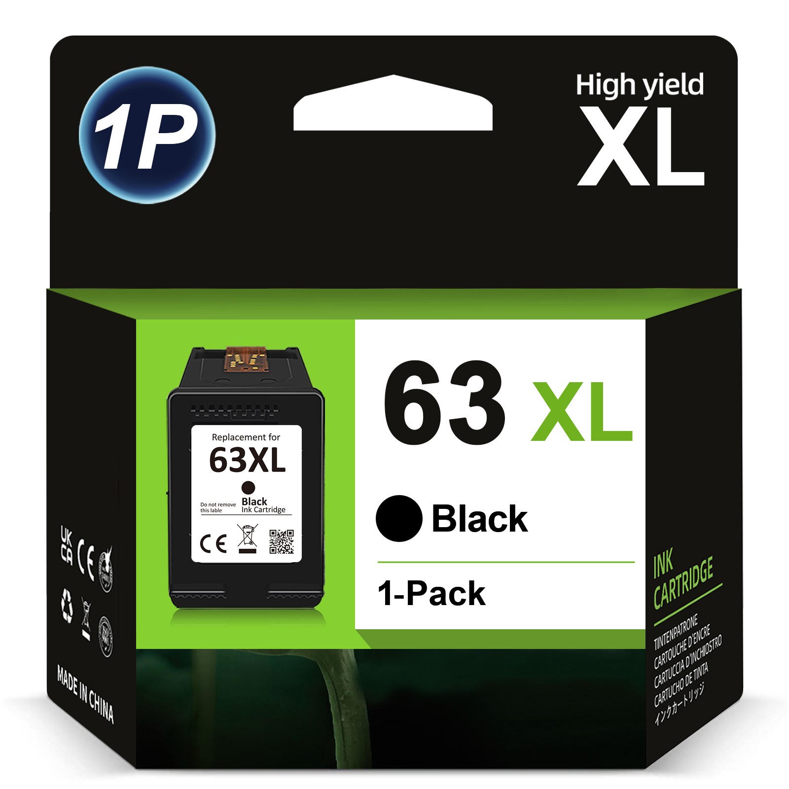 63XL Black Color Ink Cartridge for HP 63 Envy 4512 4516 4520 OfficeJet 5255 5258