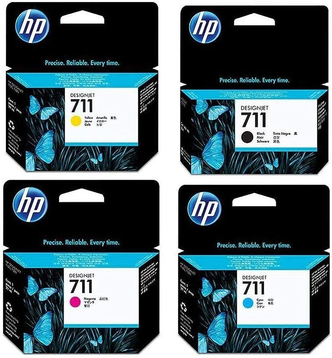 SET 4 HP 711 INKS DESIGNJET T120 T520 – CZ129A CZ132A CZ131A CZ130A Exp. 11/2025