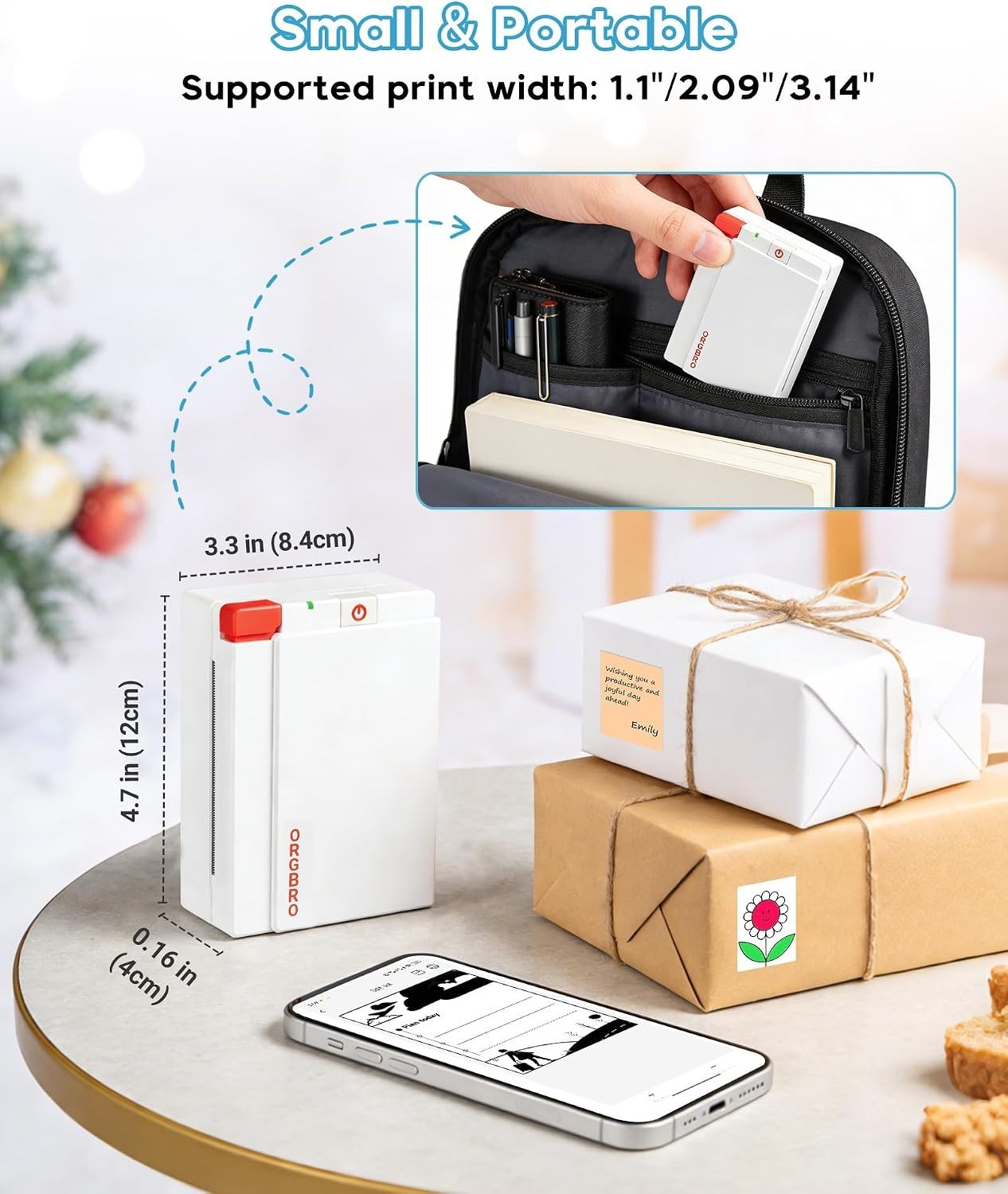 Versatile 2-3 Inch Bluetooth Sticker Printer – DIY Crafts and Photos Made Easy!