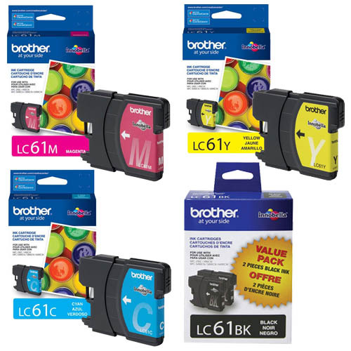 Brother MFC-6890CDW Ink Cartridge Set – (LC61) 2pcs Black with 1 of each Color