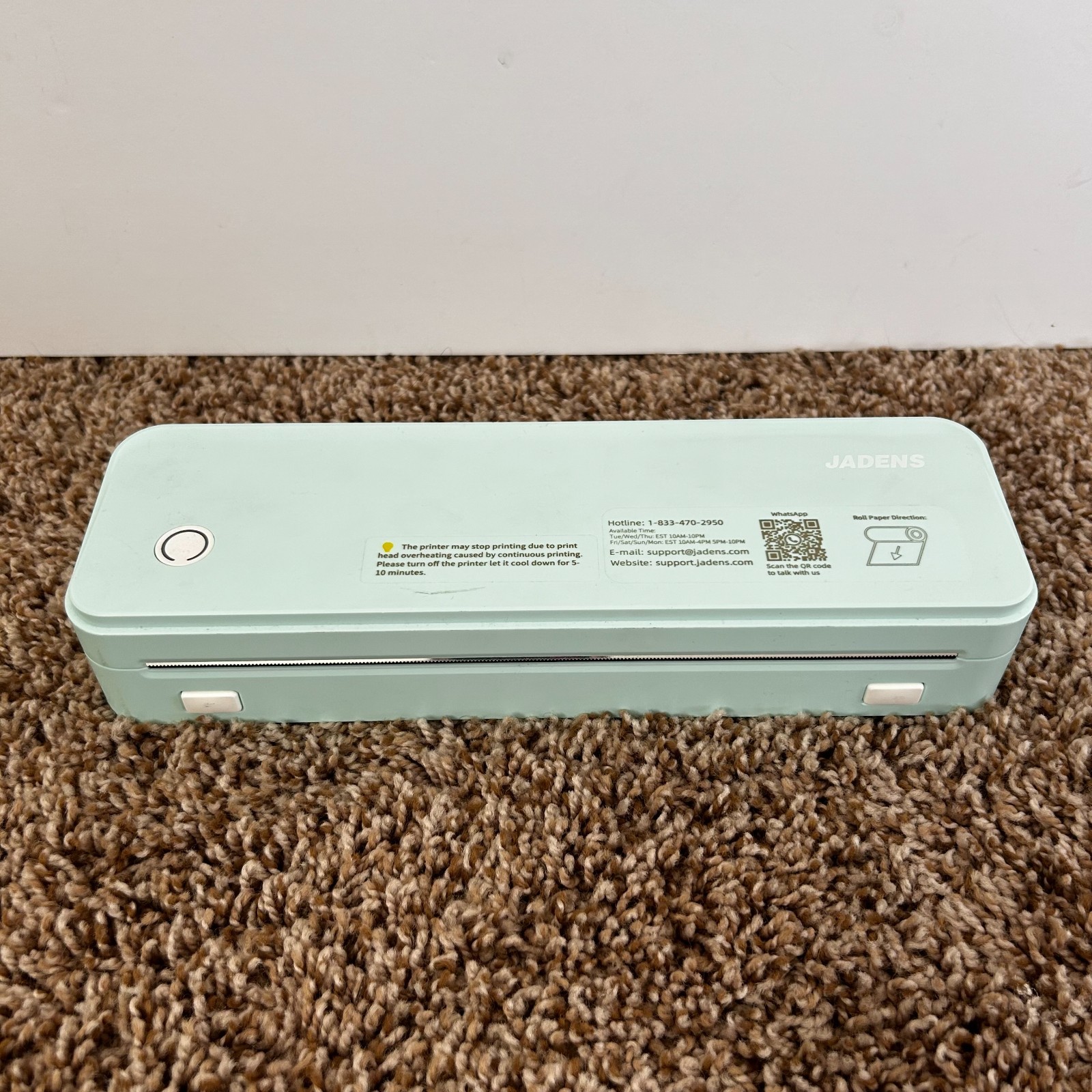Jadens Portable Wireless A4 Printer PD-A4 Bluetooth Thermal Printer Mint Color