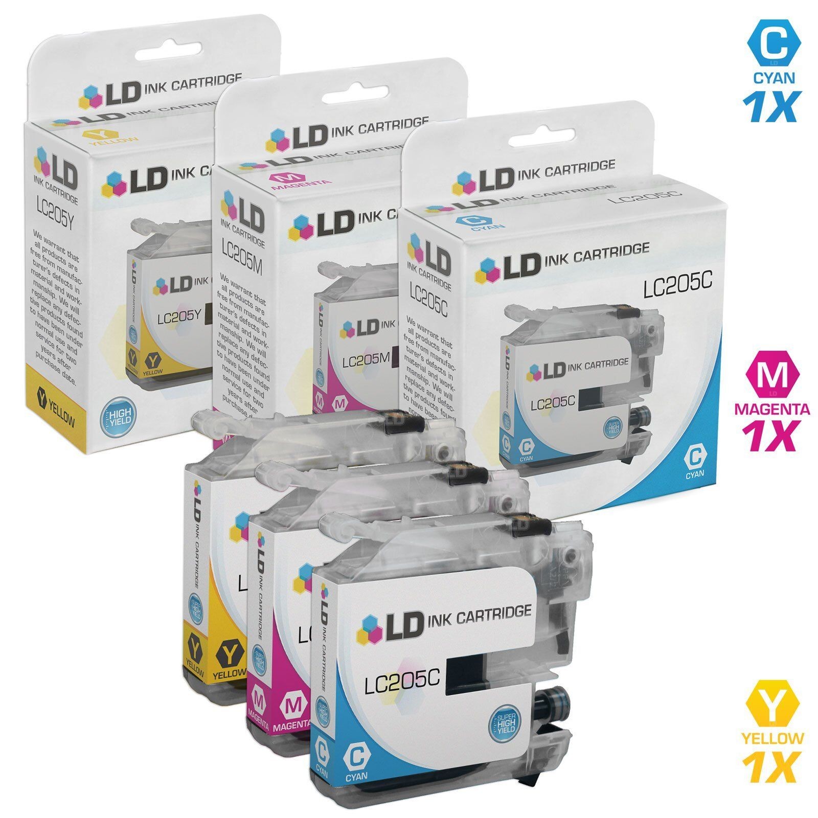 LD Comp Brother LC-205 3pk LC205C LC205M LC205Y MFCJ4320DW J4420 J4620