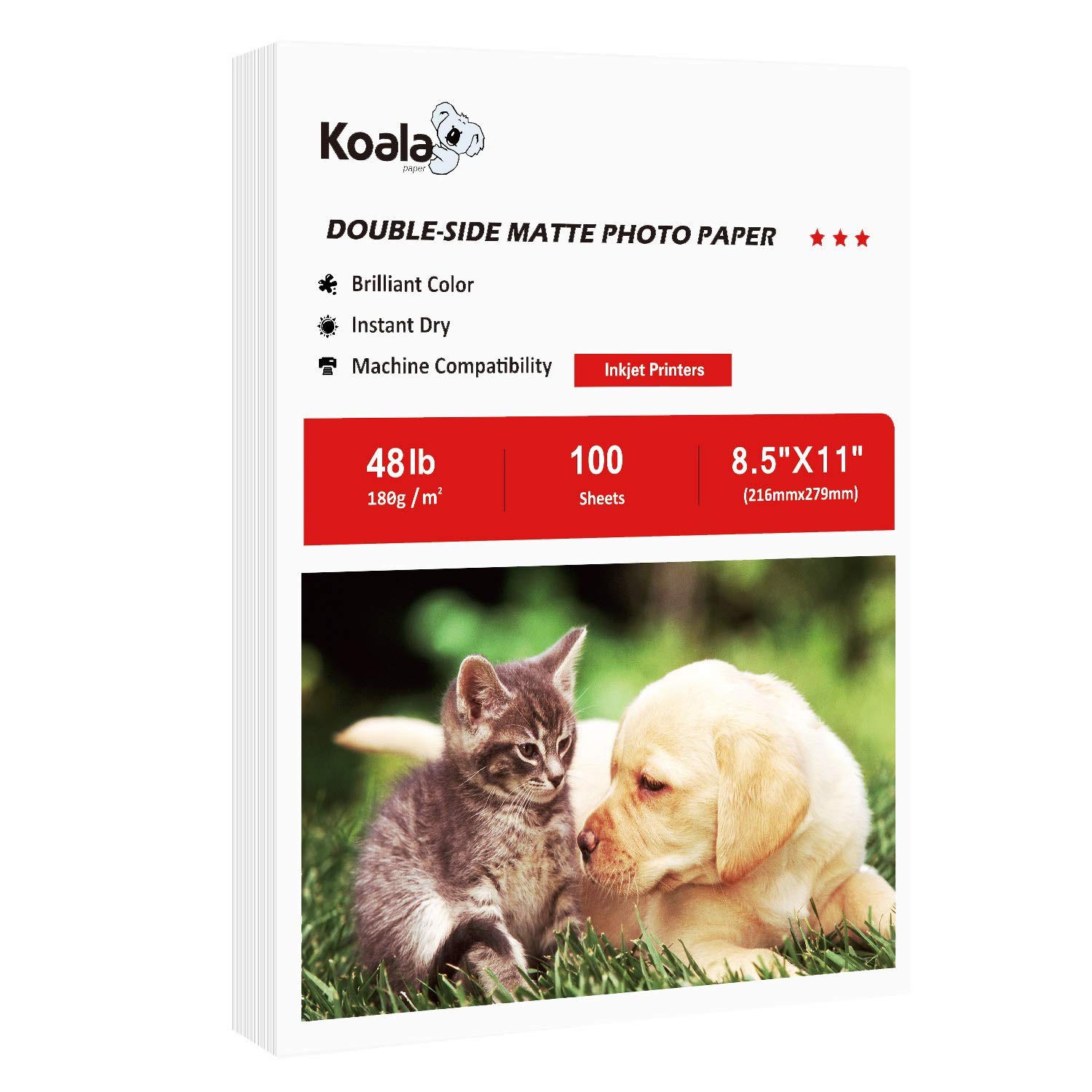 Koala Photo Paper DoubleSide Matte Inkjet Presentation Sheet 8.5×11 In 100 Pcs