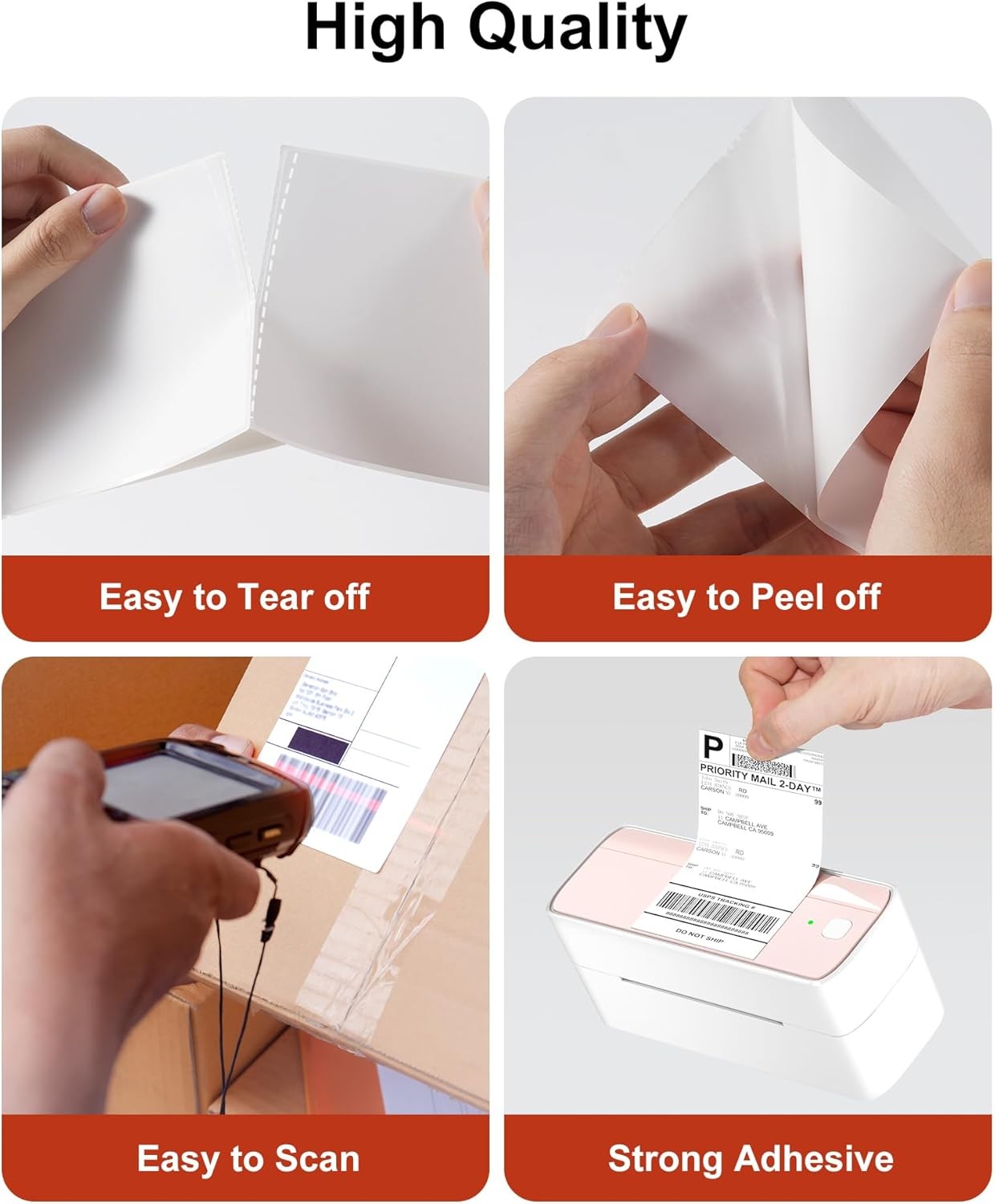 100-1000PCS 4″ x 6″ Thermal Direct Shipping Label For Zebra MUNBYN Phomemo