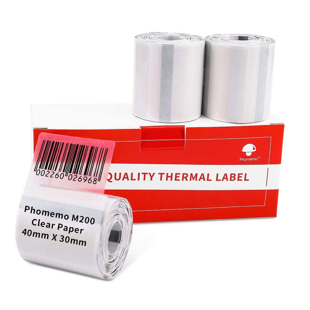 40×30mm Clear Paper Self-Adhesive Thermal Label for Phomemo M110 M200 Printer