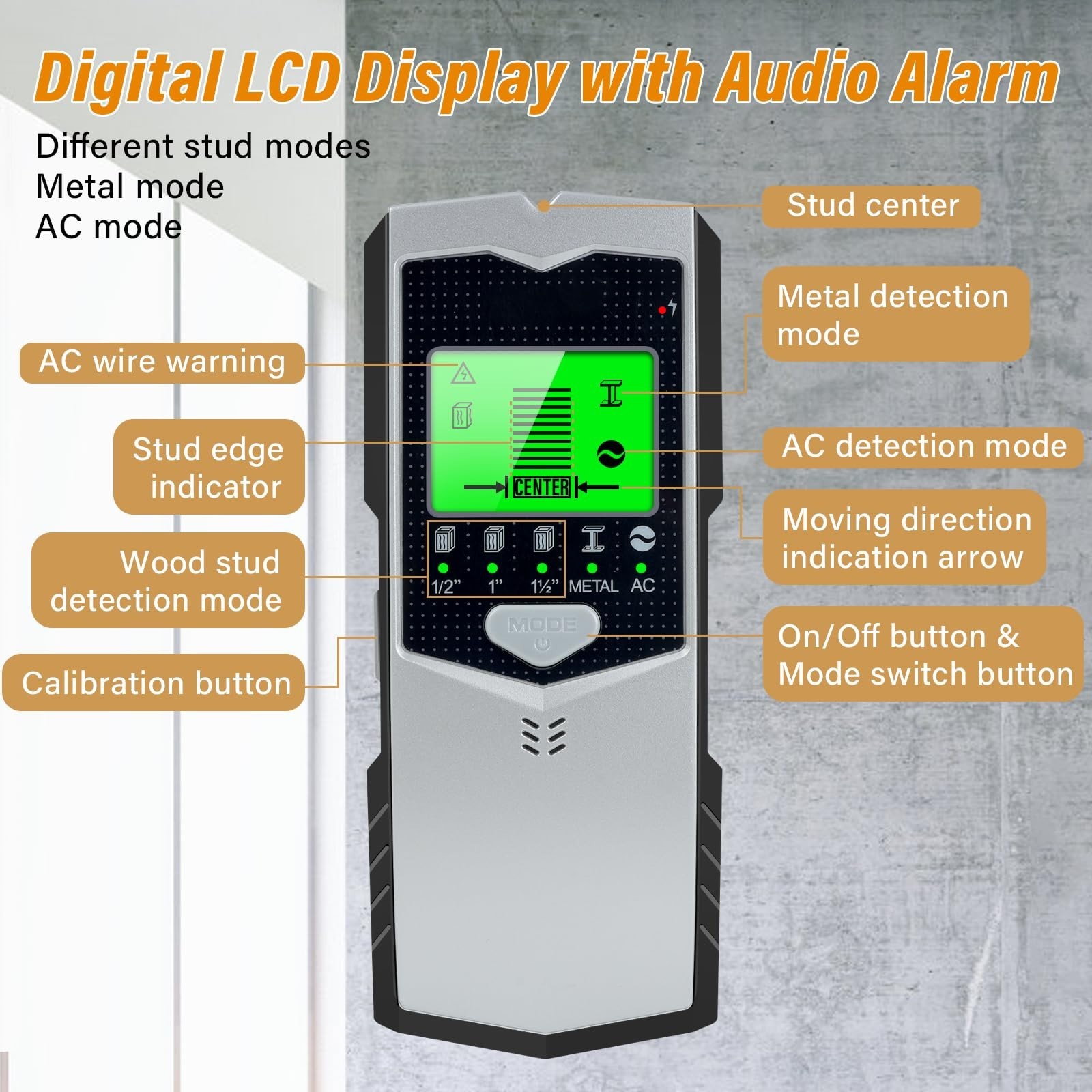Stud Finder Wall Scanner, Upgraded 5 in 1 Electronic Metal Wood AC … Fast Ship
