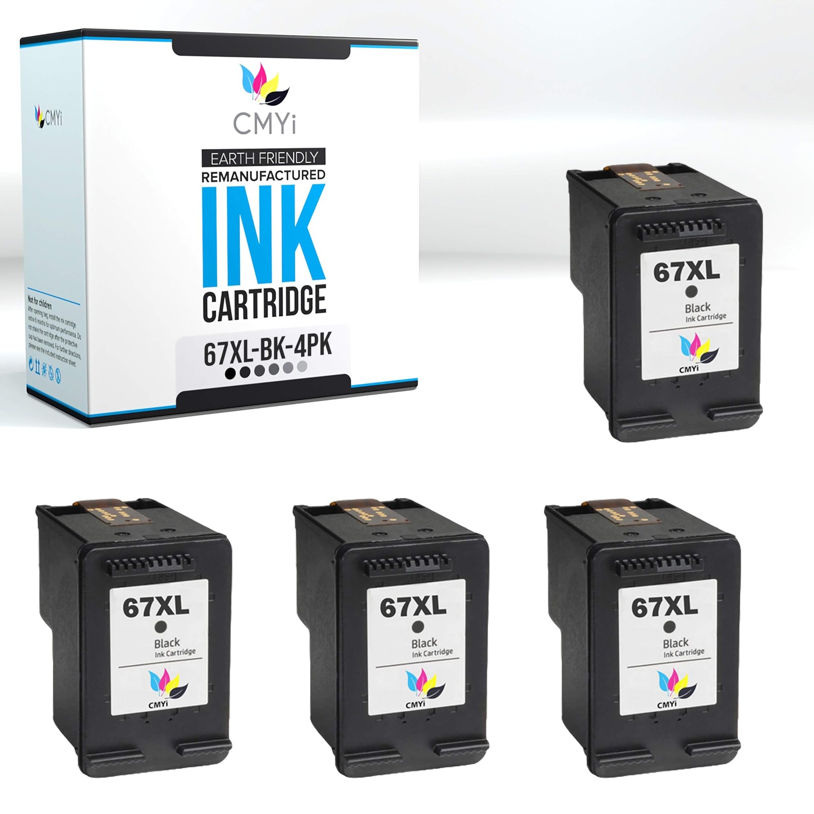 CMYi 67XL Black Cartridges for HP DeskJet Envy Pro Printers (4 Black)