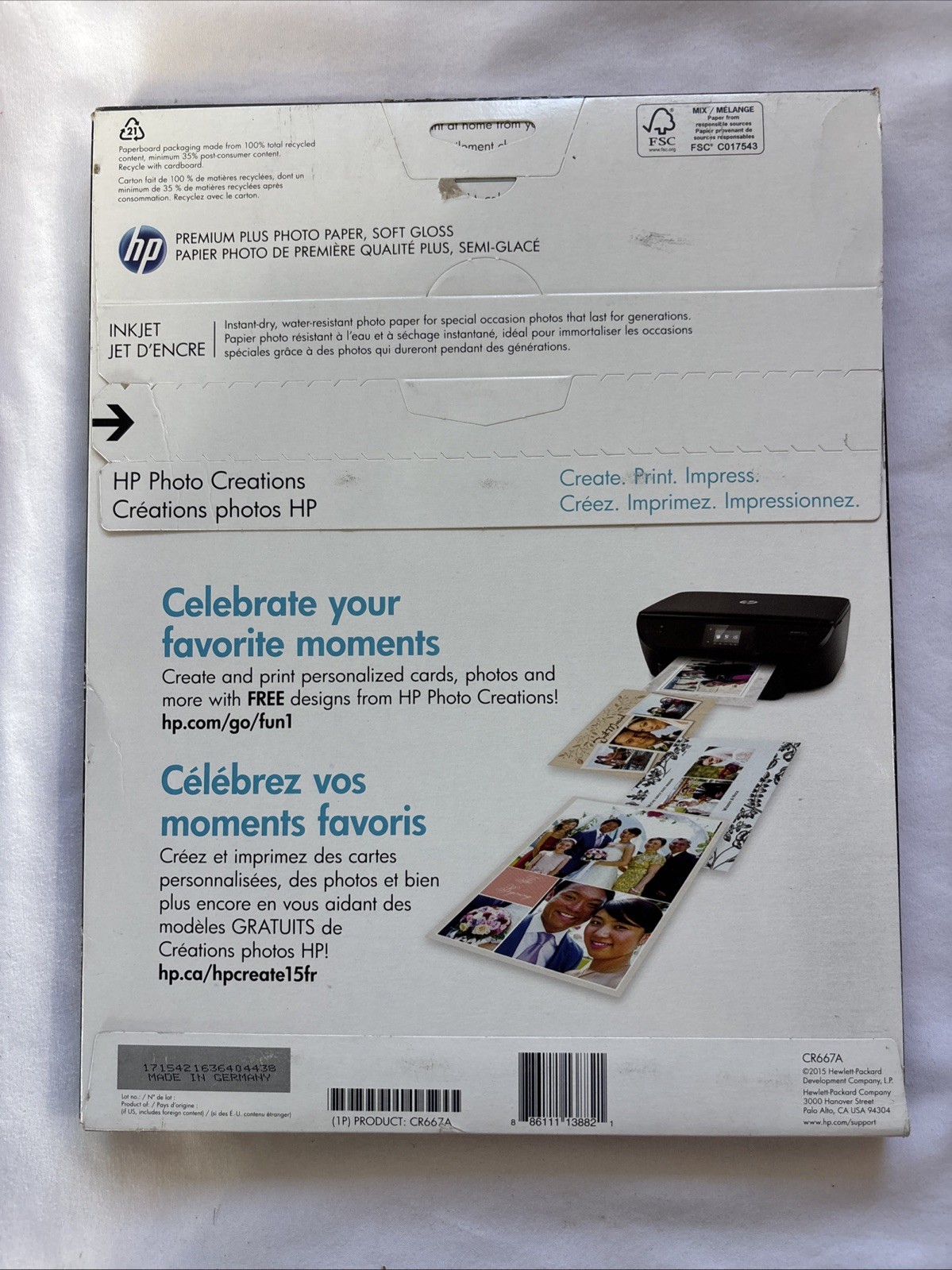 HP Premier Plus Inkjet Print Photo Paper 8 1/2″ x 11″ Soft Gloss CR667A