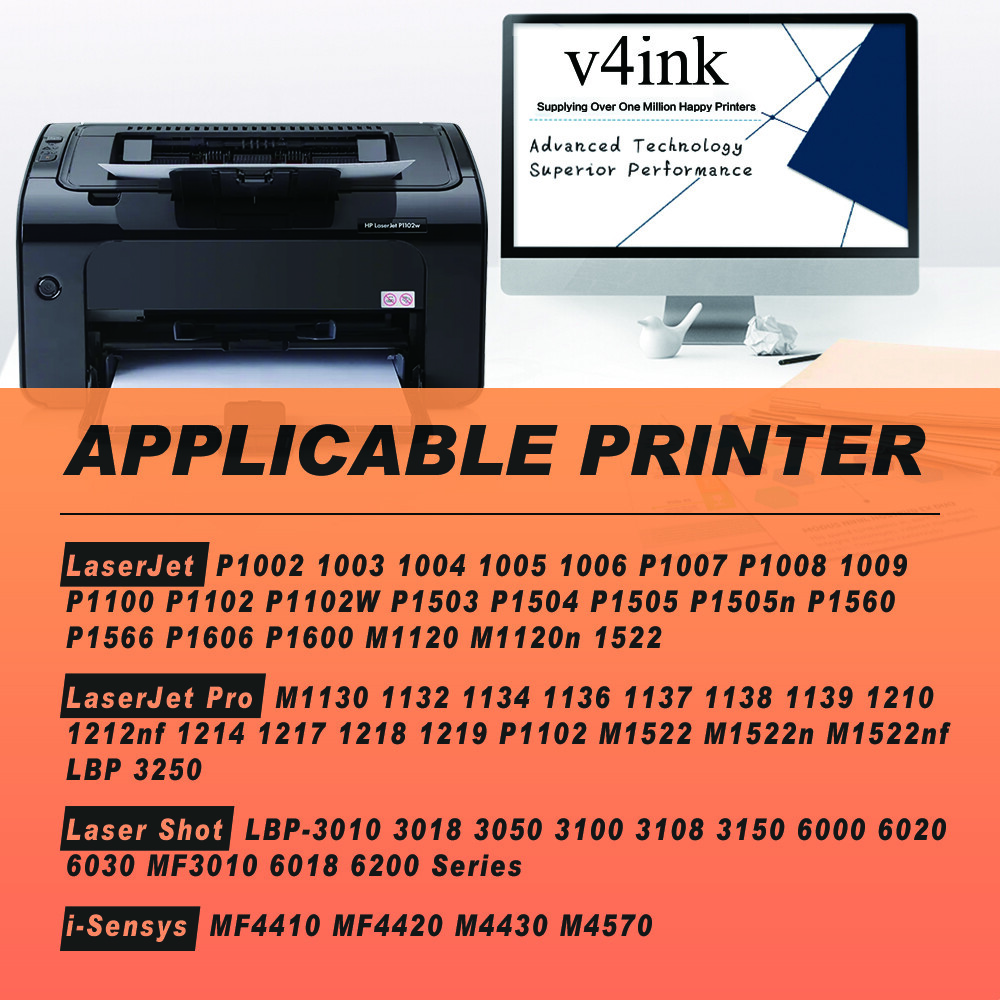 v4ink 2PK Compatible 85A Toner Cartridgef or HP CE285A HP Pro P1102 P1109w P1505