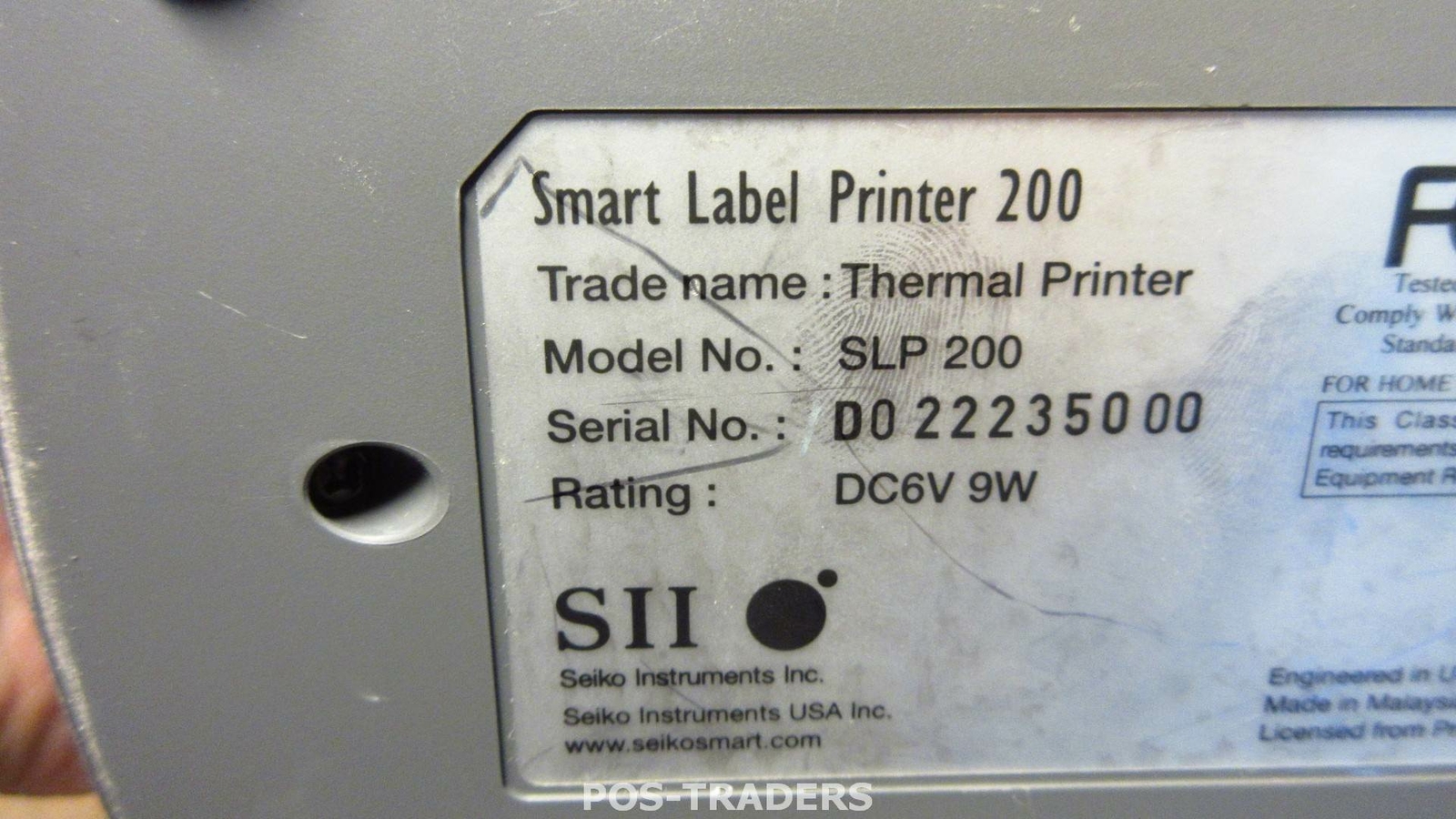 Seiko Smart Label Printer SLP200 USB B/W, Thermal, 7.5ppm Printer EXCL PSU
