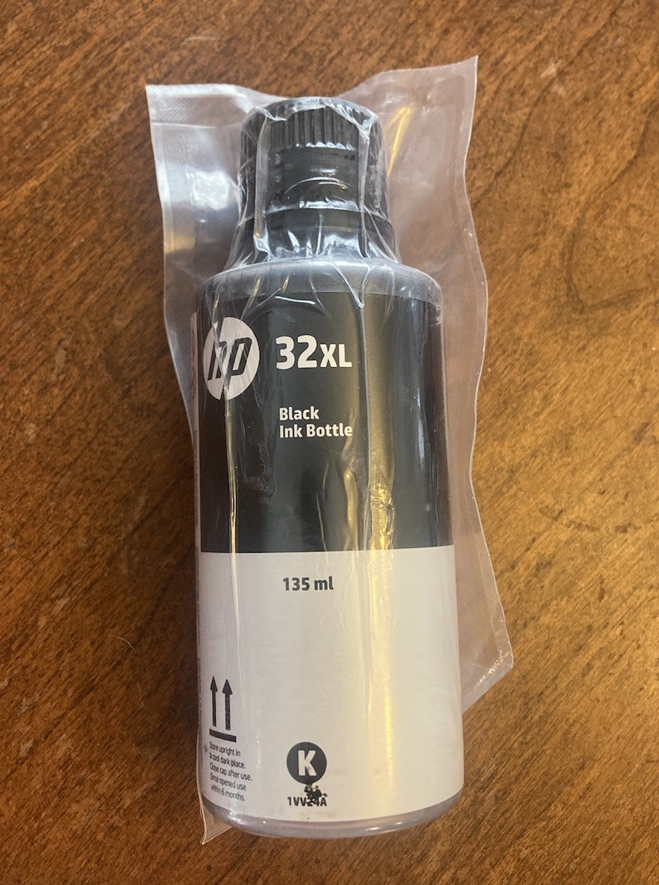 HP 32XL Black Ink Bottle 135 ml New Sealed Exp. 8/2026