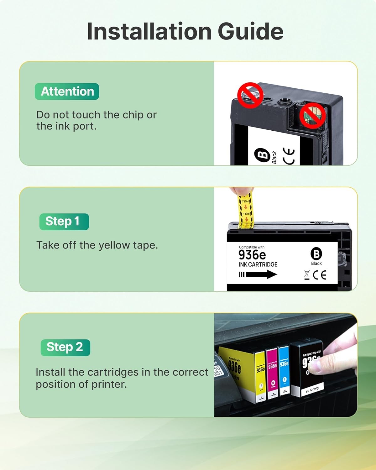 936e 936XL Ink Cartridges 4PK for HP Officejet Pro 9125e 9120 9730e 9135e 9130b