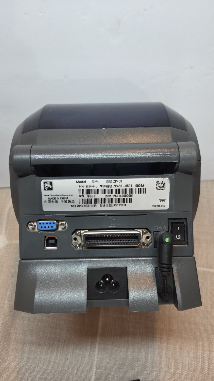 Zebra ZP 450 CTP Direct Thermal Shipping Label CCD Printer Black DPI