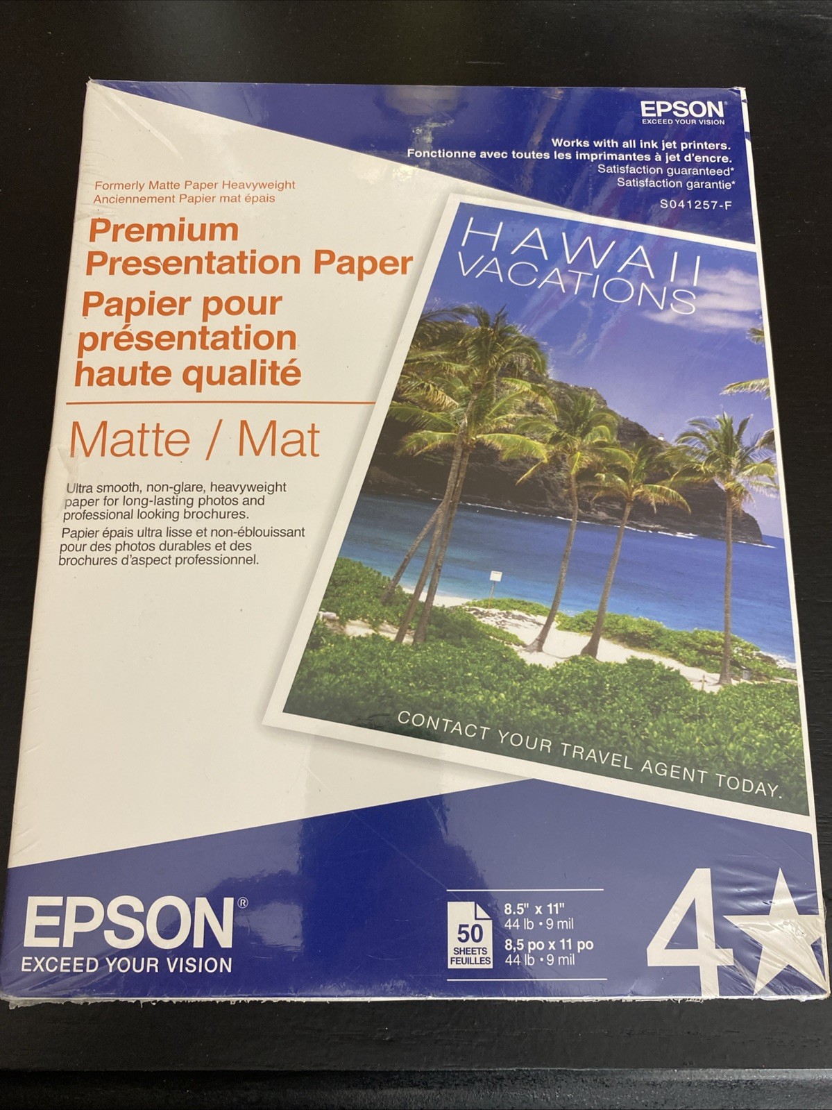 Epson Premium Presentation Paper Matte 8.5×11 in 44 lb 50 Sheets Inkjet White