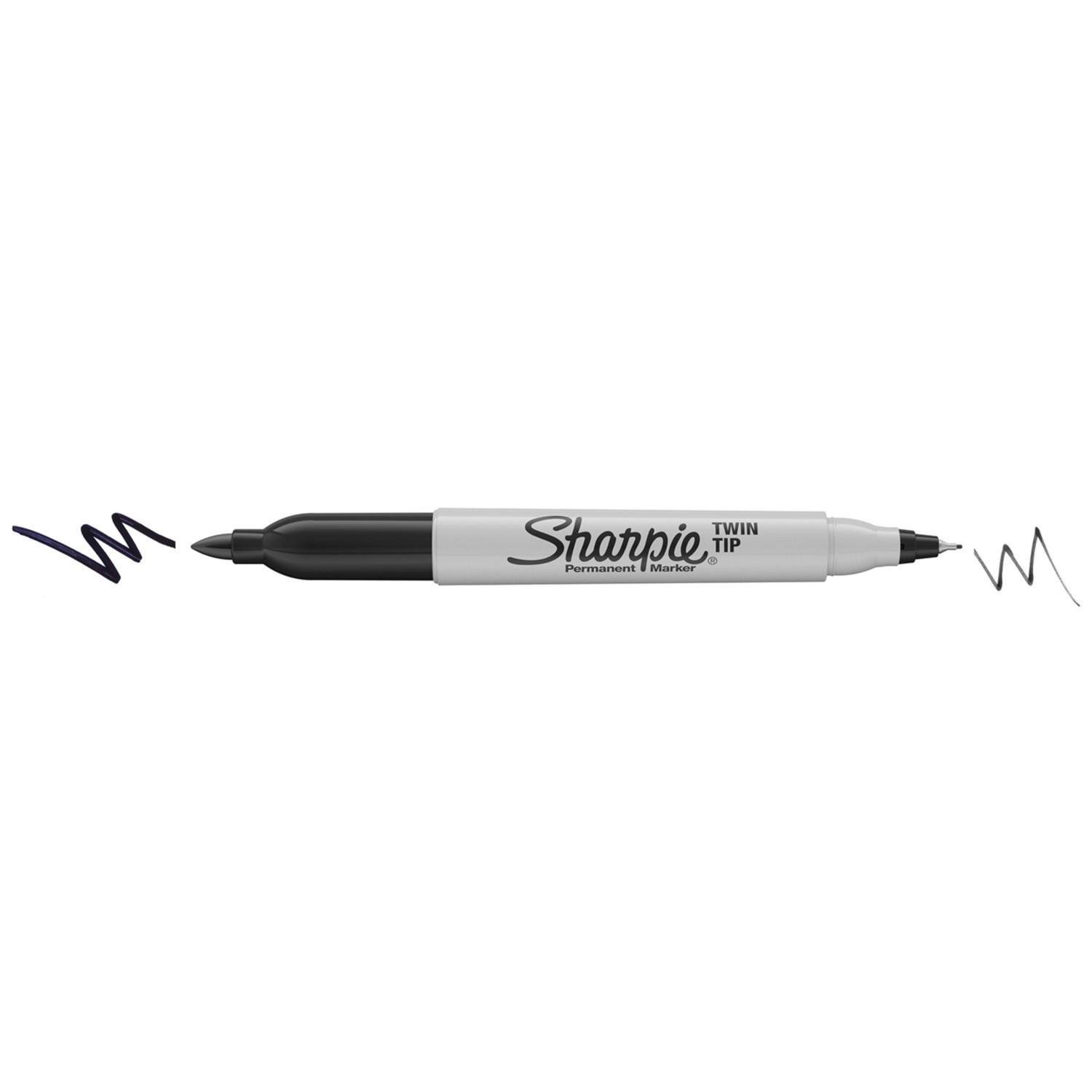 Sharpie 32101 Black Quick Dry Ultra Fine Twin Tip Permanent Marker (Pack of 6)