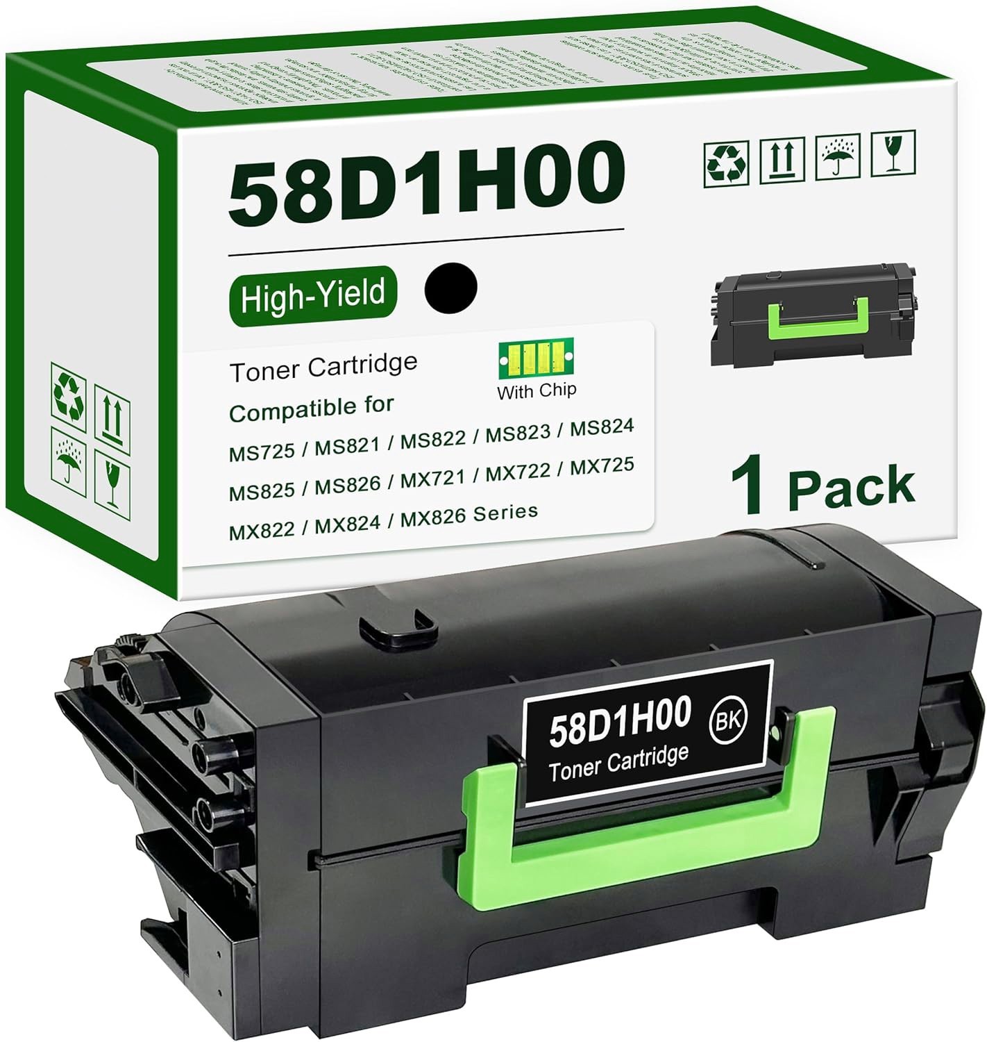 58D1H00 Black Toner Cartridge for Lexmark MS725 MS821 MS822 MS823 MS824 MS825 എ