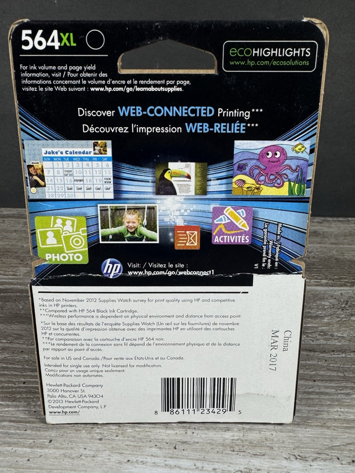 HP 564XL Black Ink Cartridge CN684WN Genuine OEM Sealed Retail Box EXPIRED 2017