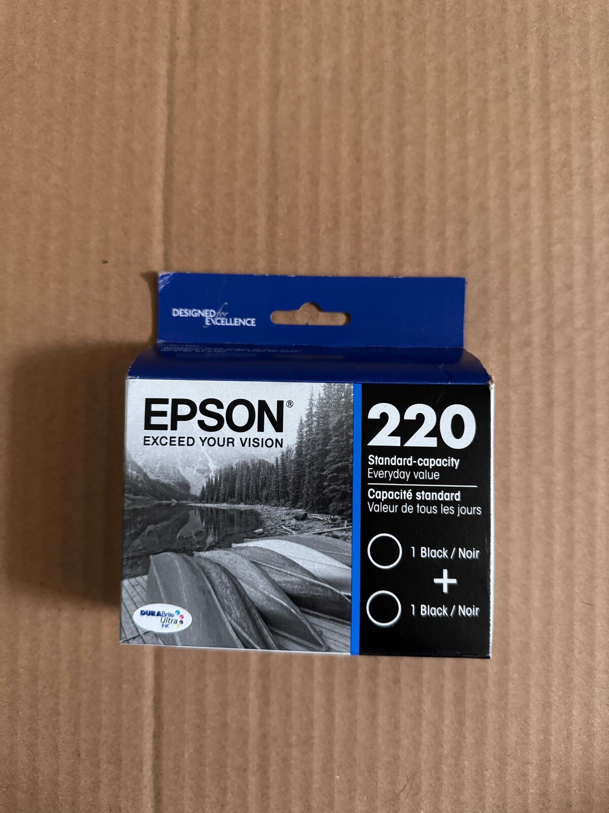 New/Open Box – EPSON 220 BLACK 2-Pack Ink Standard-Capacity Exp: 06/2027