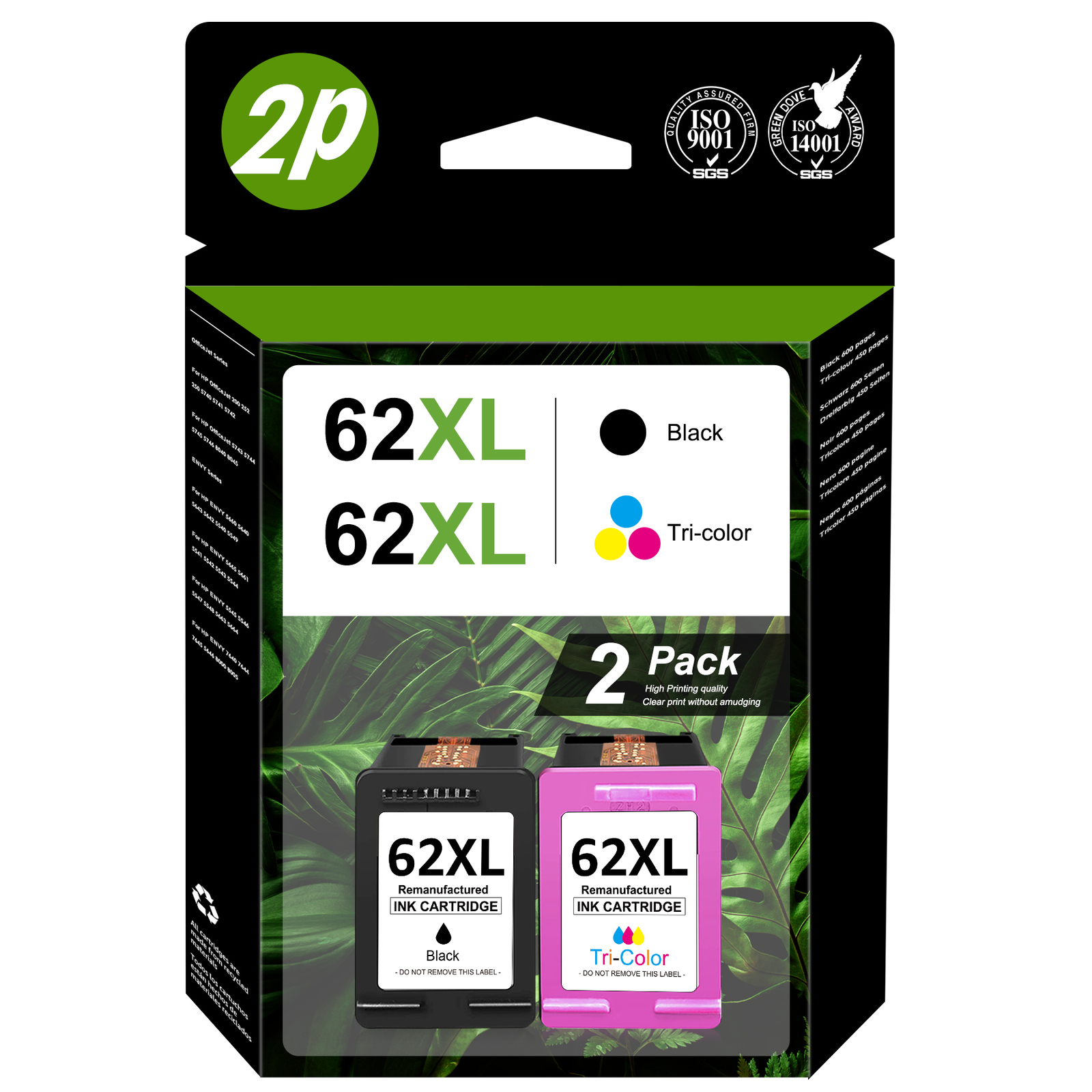 #62XL (C2P05AN) Black #62XL (C2P07AN) Color Ink for HP Envy 7645 7640 5660 5540