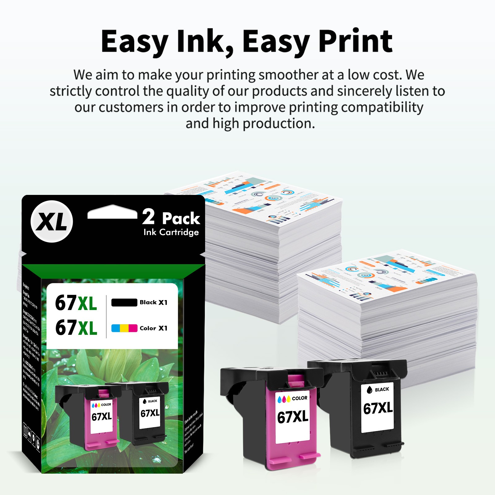 67XL Ink Cartridges for HP Ink 67 XL Deskjet 2734e 2755e 2700e 4152e 4155e 4100e