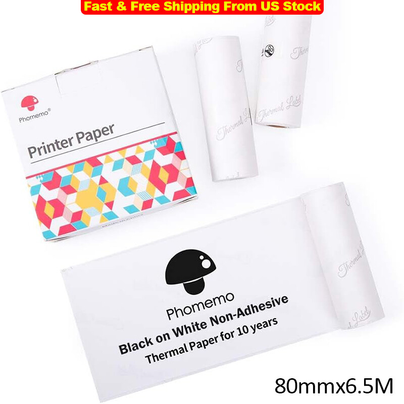 Phomemo 3 Rolls Non-Adhesive 80mm Width Thermal Paper Printer Paper For M03 M04S