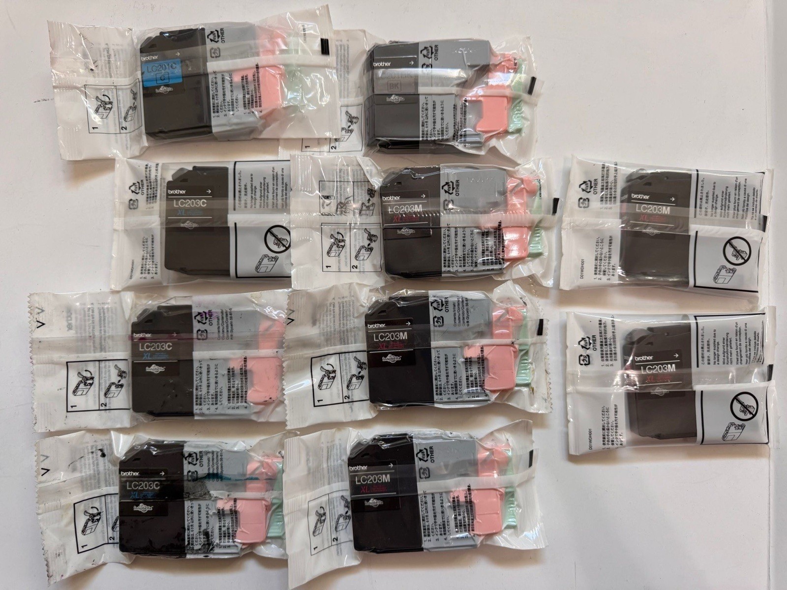 10 x New Genuine Brother LC201 LC203XL Black Cyan Magenta Ink Cartridges