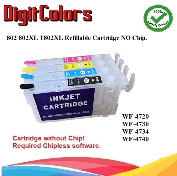 802XL T802XL Alternative No Chip Refillable Cartridge WF-4720 WF-4730 WF-4740