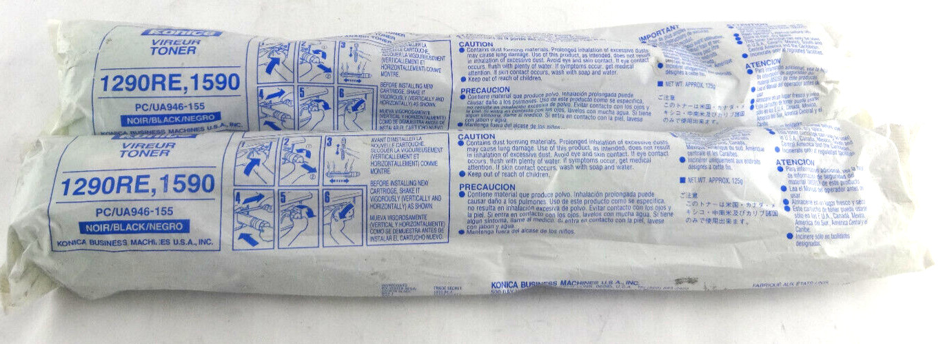 Qty. 2 Genuine Konica Minolta 112Z PC/UA946-155, 1290RE, 1590 Black Toner OEM