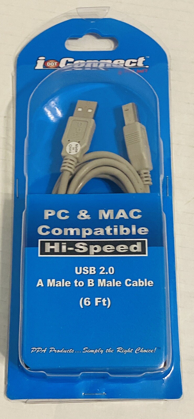 iDot Connect PC MAC Compatible HiSpeed USB2.0 Printer Cable A Male to B Male 6ft