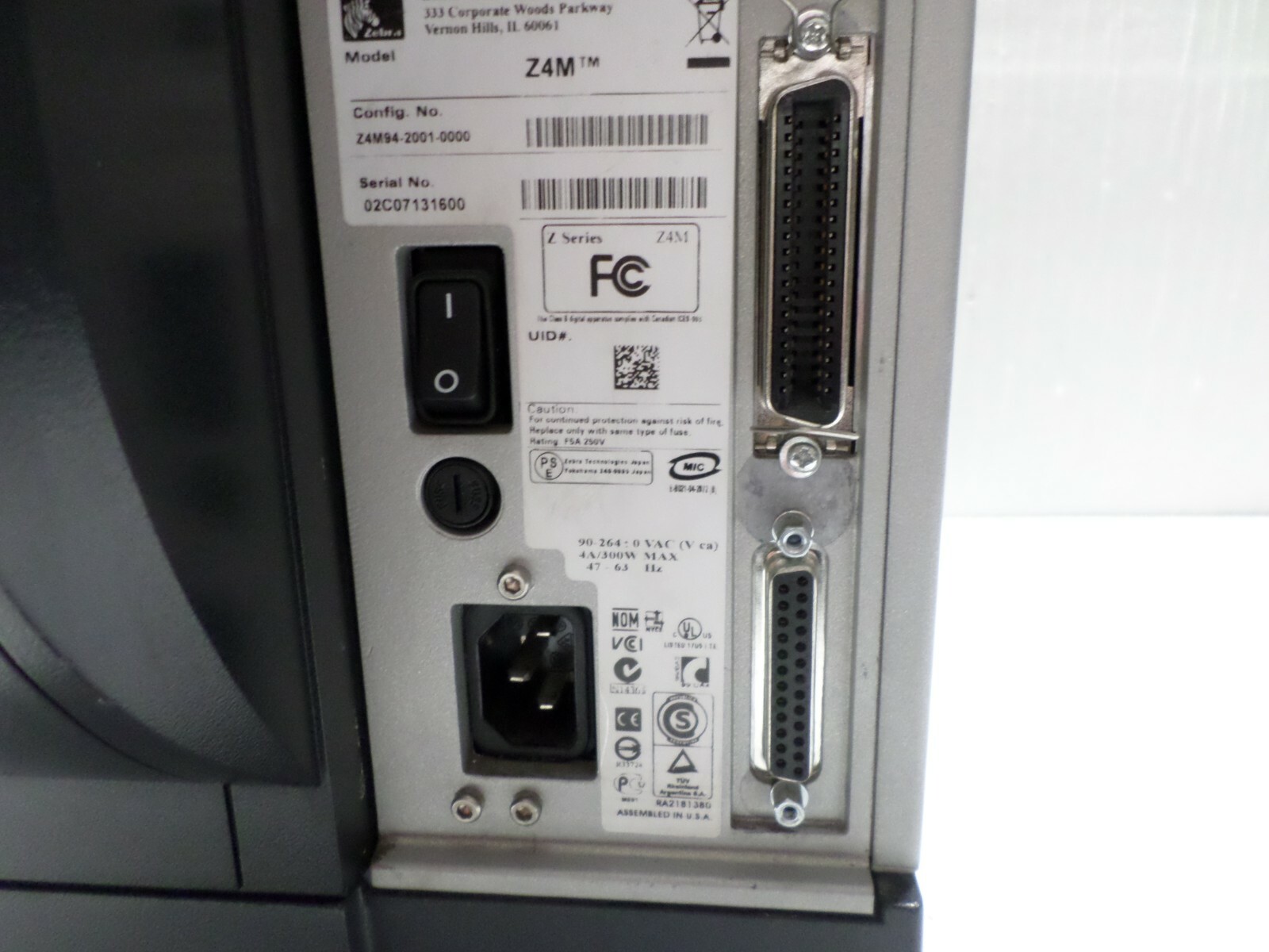 Zebra Z4M Parallel 203dpi 10ips Thermal Transfer Label Printer Z4M94-2001-0000