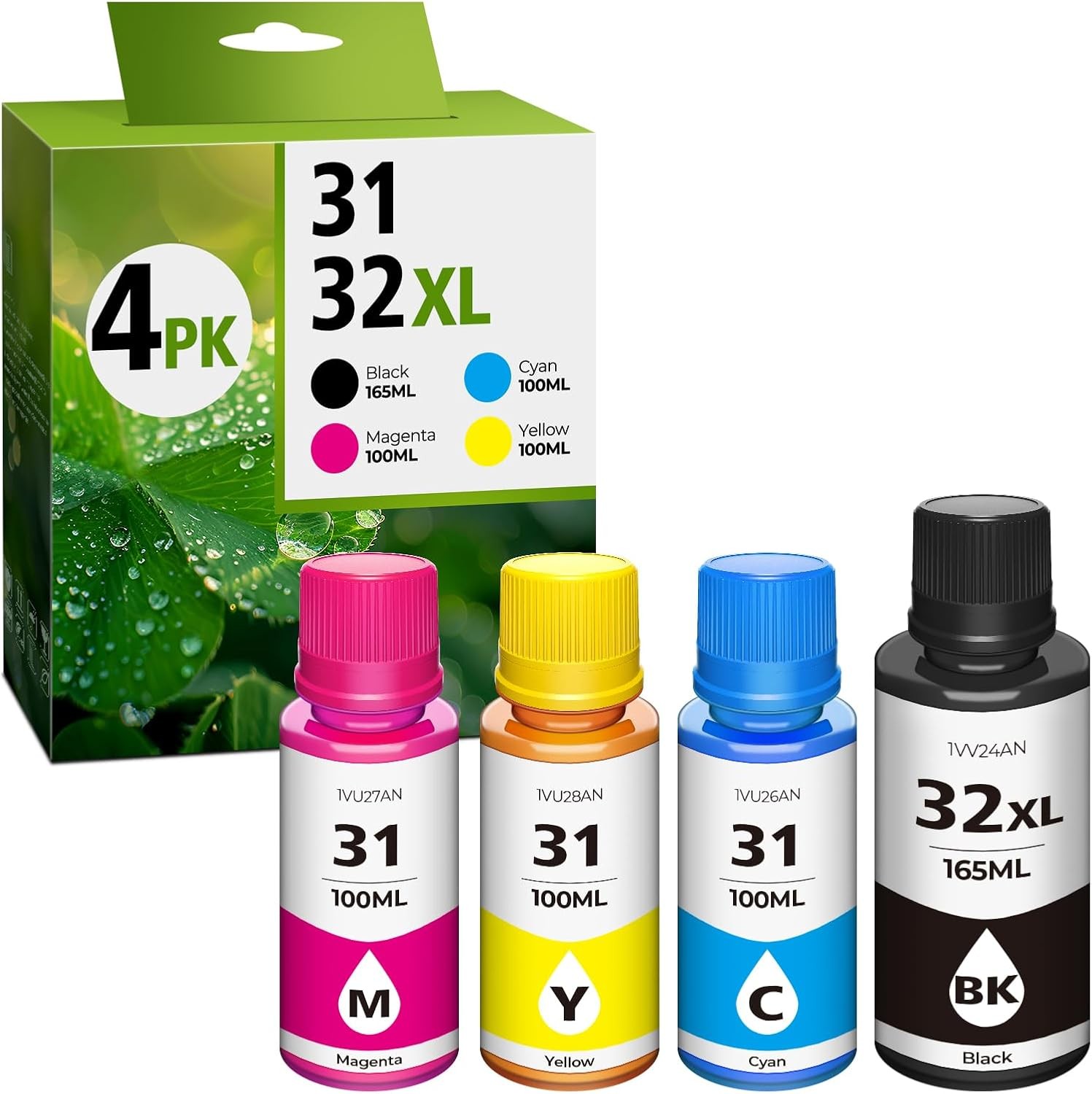 32XL 31 Black Ink Bottle Set for HP Smart Tank 5101 7602 6001 5000 7301 7001