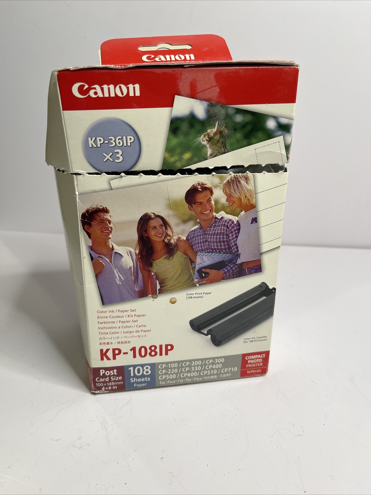 Canon KP-108IP Color Ink Cartridges (×3) & 4″x6″ Post Cards (108) New Open Box